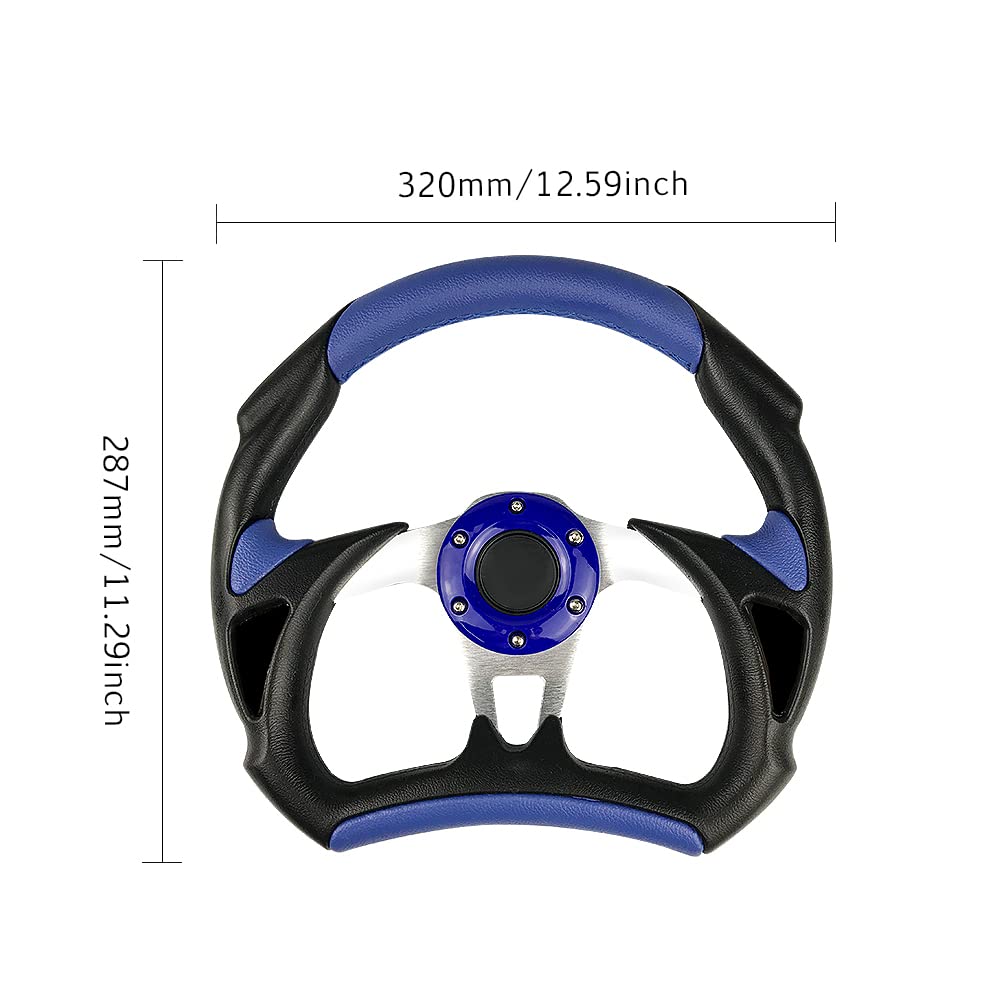Universal Fit 12.5 Inch (320mm) Racing Style Leather Steering Wheel - Blue - Perfect for Car Enthusiasts & Racing Simulation Setups