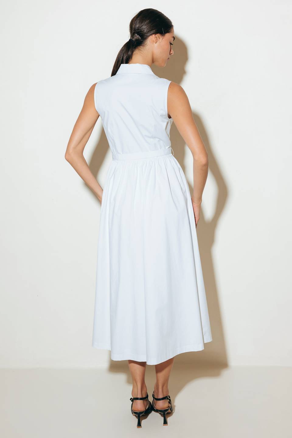 North East White Woven Midi Dress - Elegant Summer Casual Dress for Women, Perfect for Beach Vacations, Brunch Dates & Outdoor Weddings