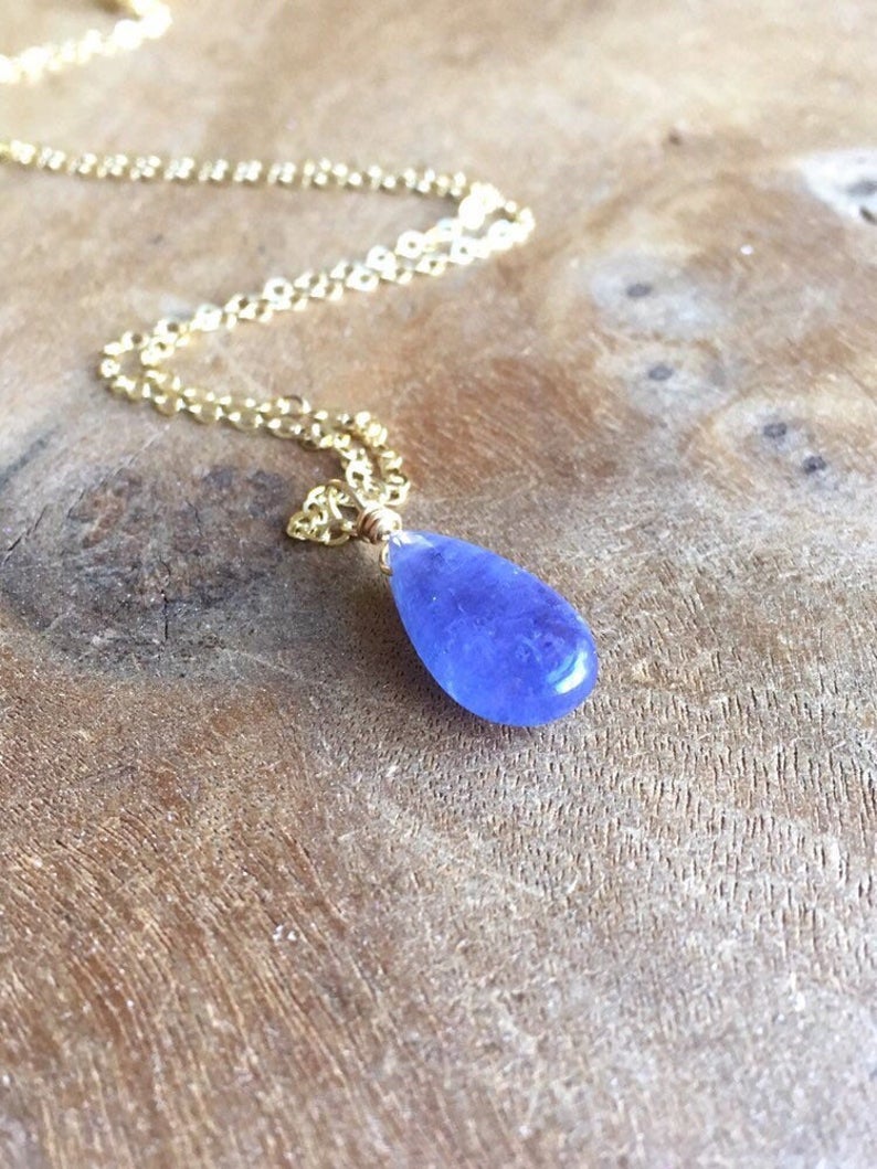 14K Gold Filled or Sterling Silver Tanzanite Pendant Necklace for Women | Elegant Jewelry Gift for Birthday, Anniversary & Special Occasions