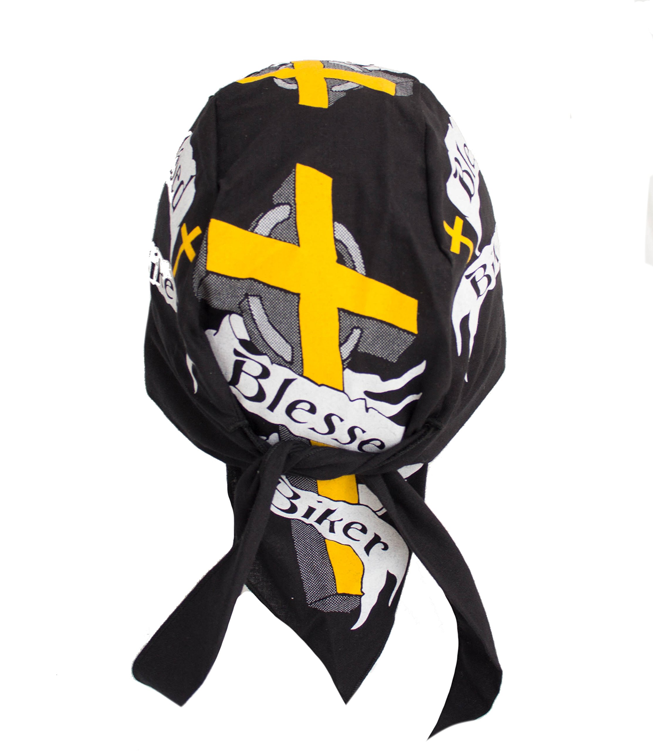 Blessed Biker Christian Skull Cap - Adjustable Hip Hop Bandana Hat with Tie for Men & Women - Perfect for Motorcycle Riding, Hip Hop Fashion, and Outdoor Activities (Black)