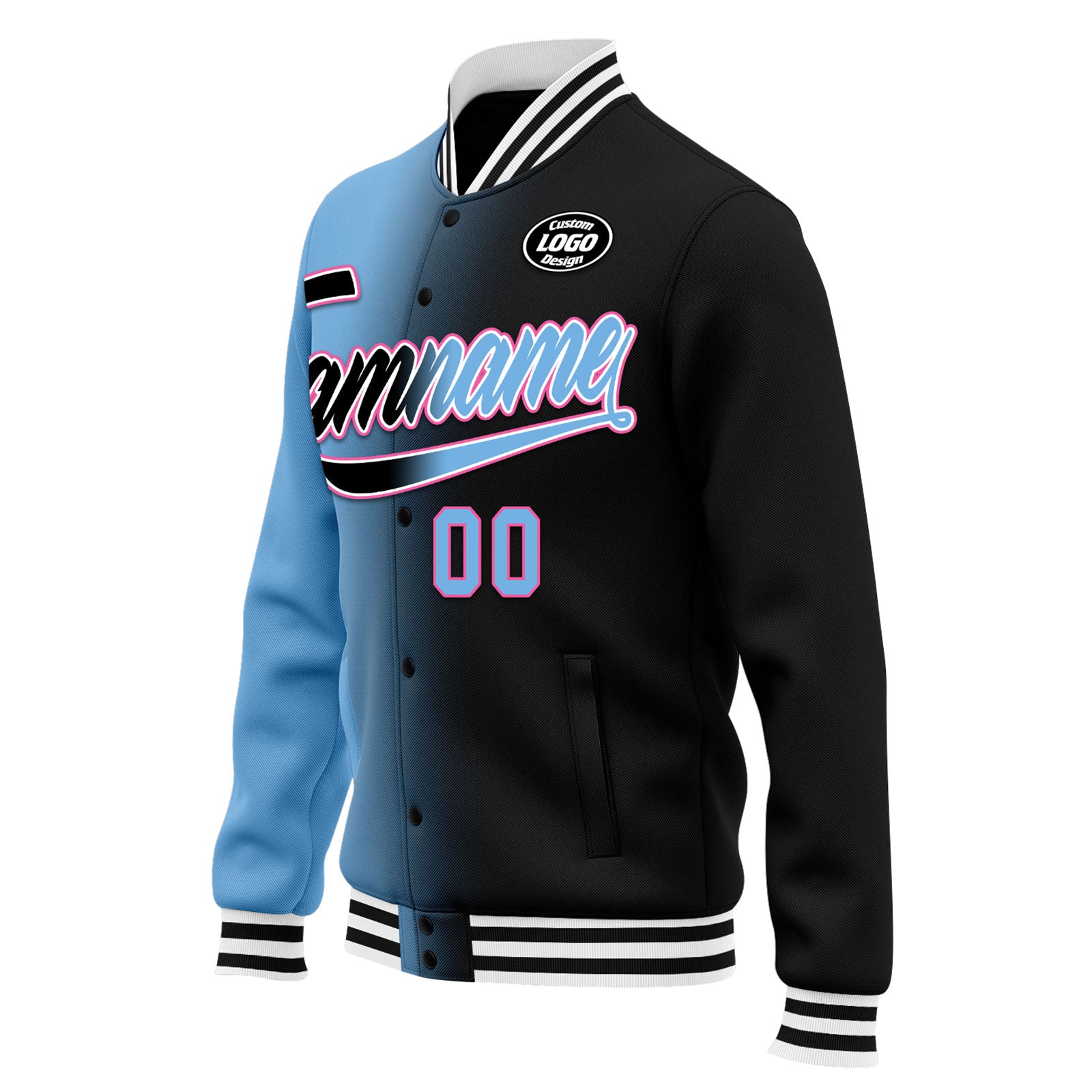 Custom Gradient Fashion Bomber Jacket - Personalized Varsity Letterman Jacket with Full Snap Closure (FZ005 D028016 27) - Perfect for School Events, Sports Games & Streetwear Fashion