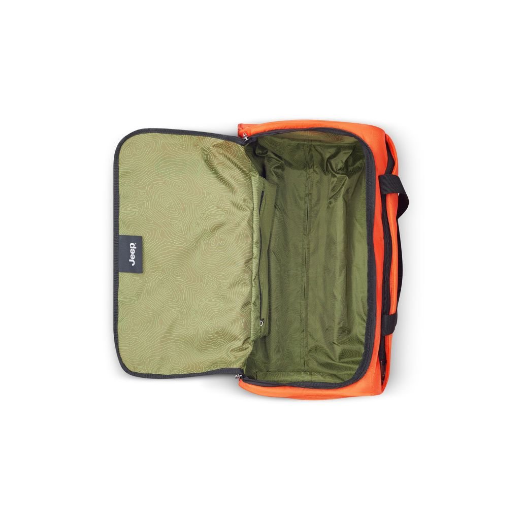 Jeep 55cm Duel Wheel Lightweight Duffle Bag - Orange Waterproof Travel Gym Bag for Men & Women | Perfect for Camping, Sports, Gym & Weekend Getaways