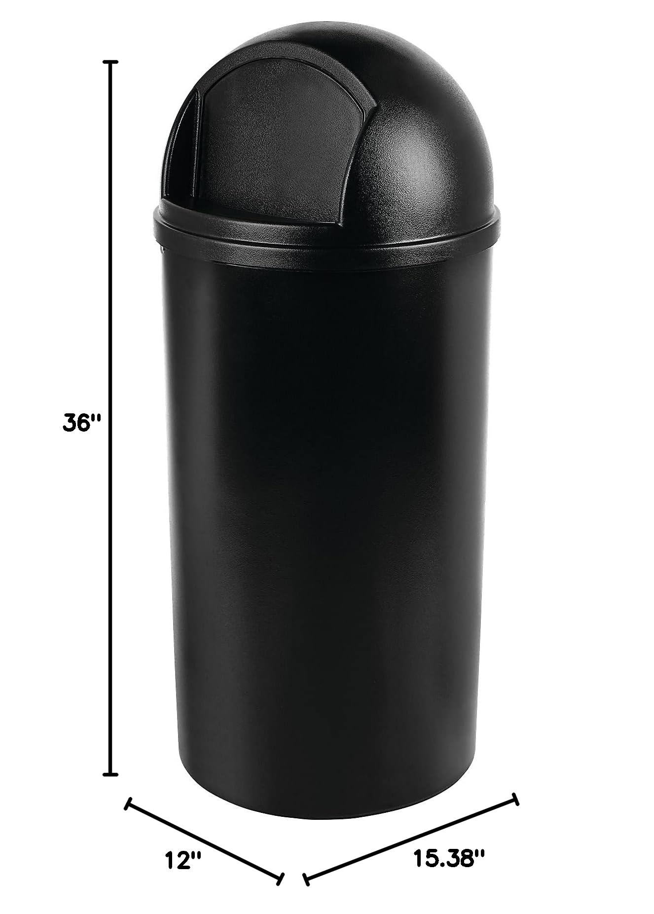 Rubbermaid Commercial 25-Gallon Black Round Trash Can with Dome Lid – Heavy-Duty Indoor/Outdoor Garbage Bin for Parks, Schools, Restaurants & Shopping Malls – Durable Waste Container for High-Traffic Areas