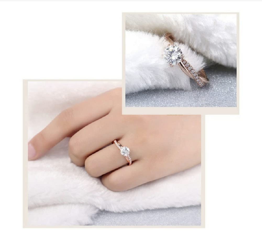 18K Rose Gold Two-Tone Princess Cut Cubic Zirconia Diamond Ring - Stackable Twisted Wedding Band & Engagement Ring for Women (Size 6) - Perfect for Proposals, Anniversaries & Bridal Jewelry Sets