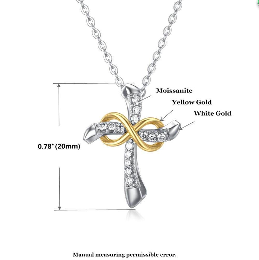 14K Gold Cross Necklace for Women - Infinity Cross Pendant with Moissanite Stones, Elegant Religious Jewelry Gift for Birthday, Christmas, Baptism & Special Occasions - Perfect for Church, Weddings & Everyday Wear