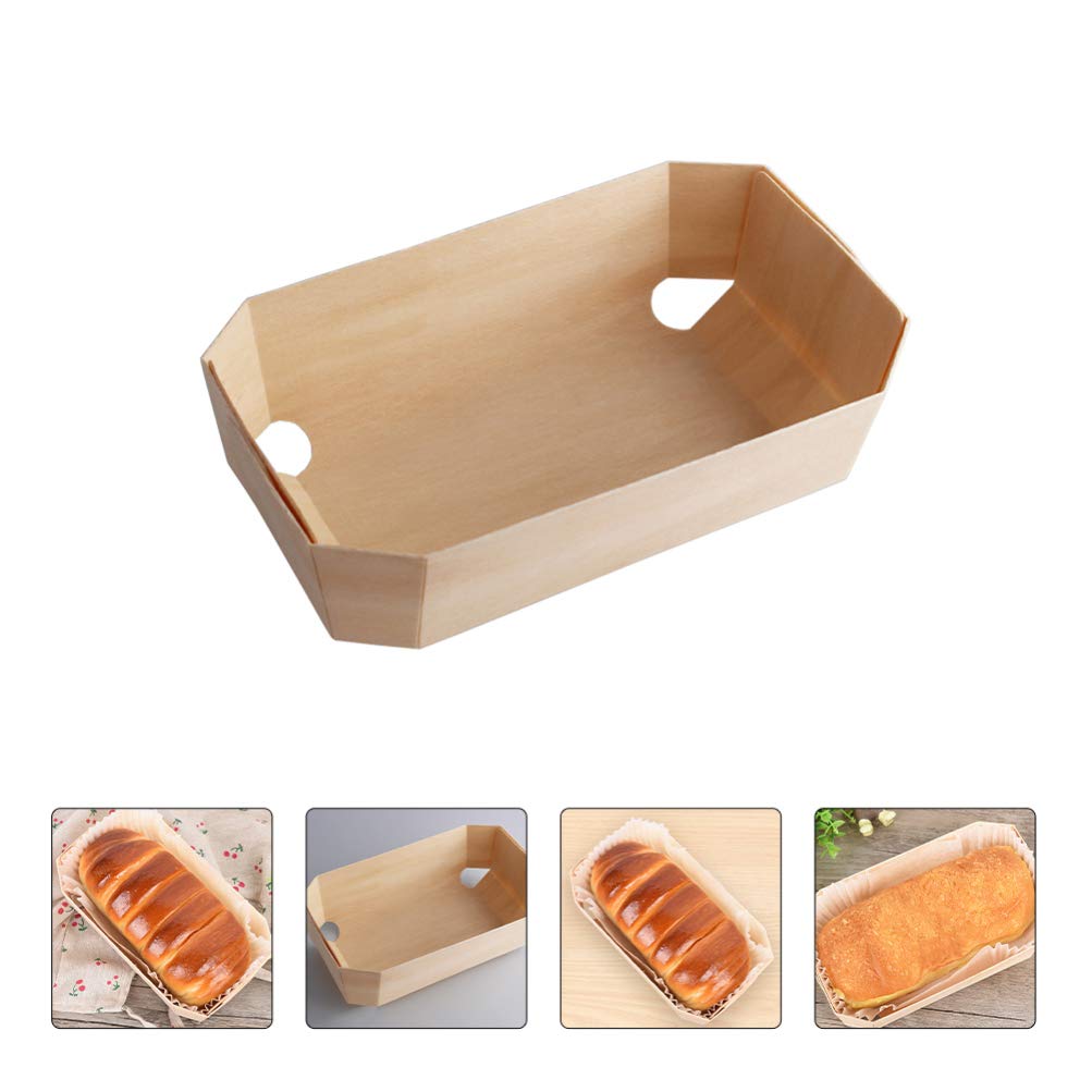 10Pcs Wooden Bread Pans Set - Reusable Bread Storage Containers, Snack & Dessert Trays, Kitchen Tools for Baking, Serving, and Lunch Plates | Perfect for Home, Bakery, and Party Appetizers