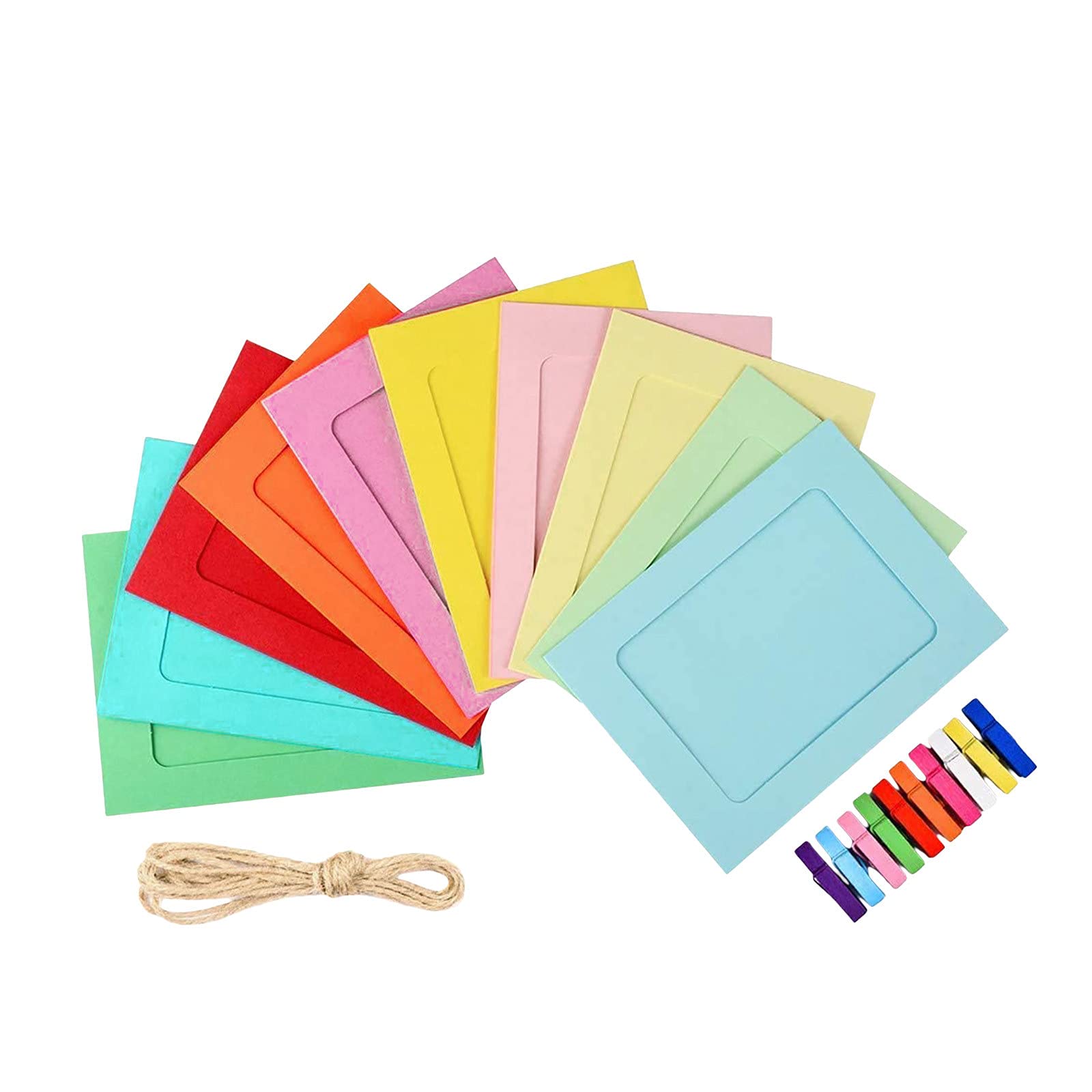 10pcs Kraft Paper Photo Clips with Rope - DIY Hanging Wall Decor for Home, Christmas, Albums & Frames - Creative Window & Scrapbooking Decoration