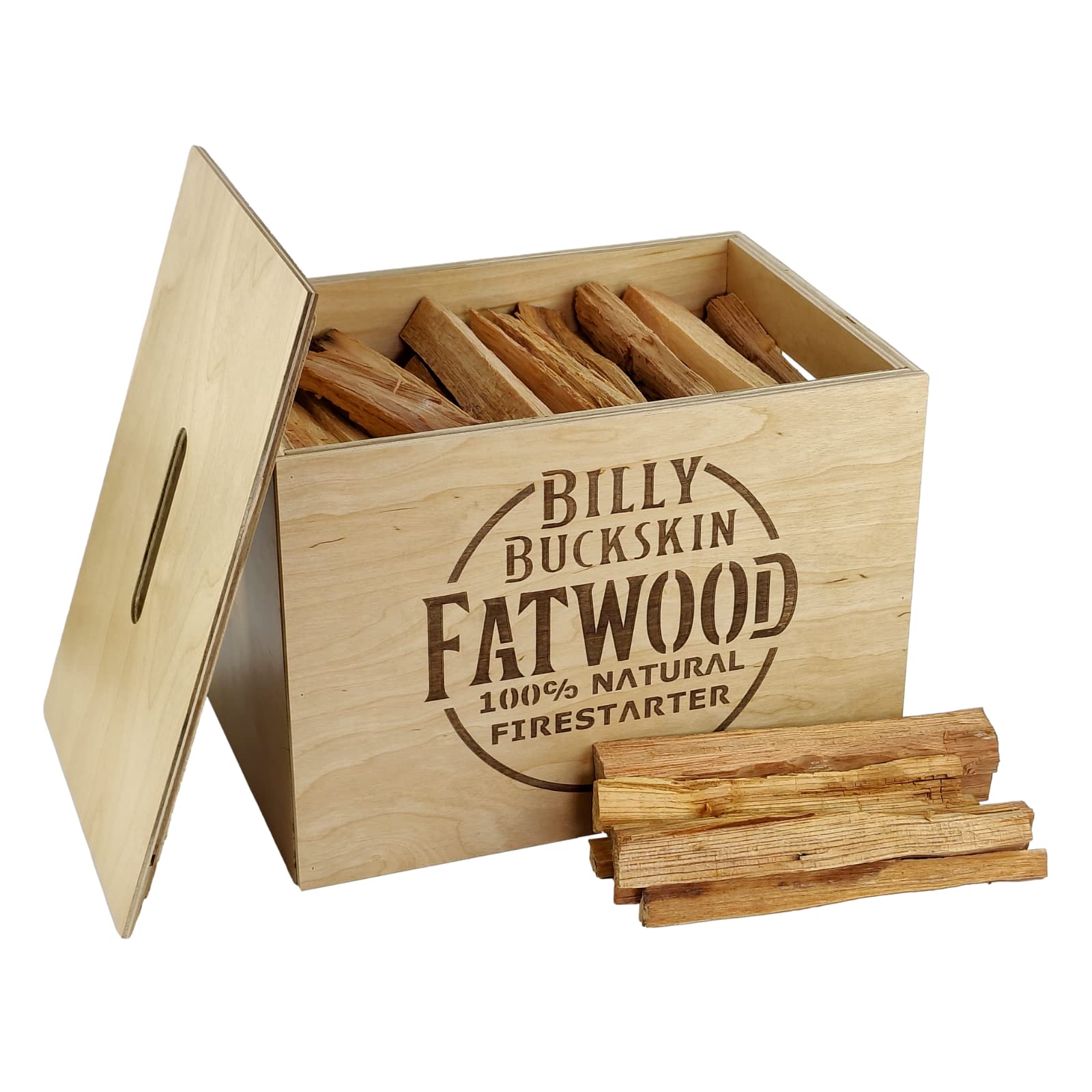 Premium 10 lb Fatwood Fire Starter Sticks - 140 Resin-Rich Ocote Pine Sticks in Natural Birch Wood Box | Fast & Easy Campfire, Grill, Fireplace Starter | Perfect for Outdoor Camping, BBQ, and Emergency Use
