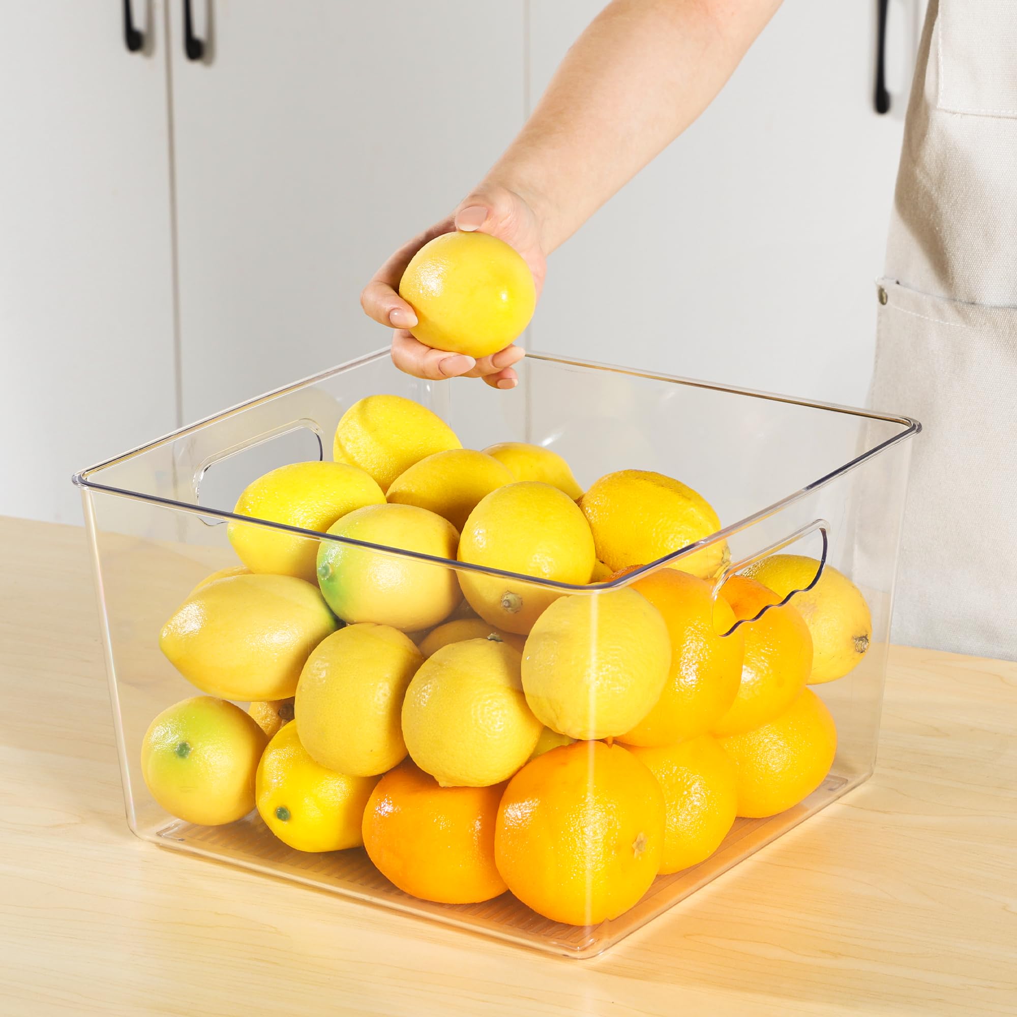 Vtopmart 4 Pack Extra Large Clear Plastic Storage Bins - 11x11 Inch Acrylic Organizer Square Containers with Handles for Pantry, Closet, Laundry Room, Kitchen & Bathroom Organization | Perfect for Under Sink Storage, Toy Organization & Home Decluttering