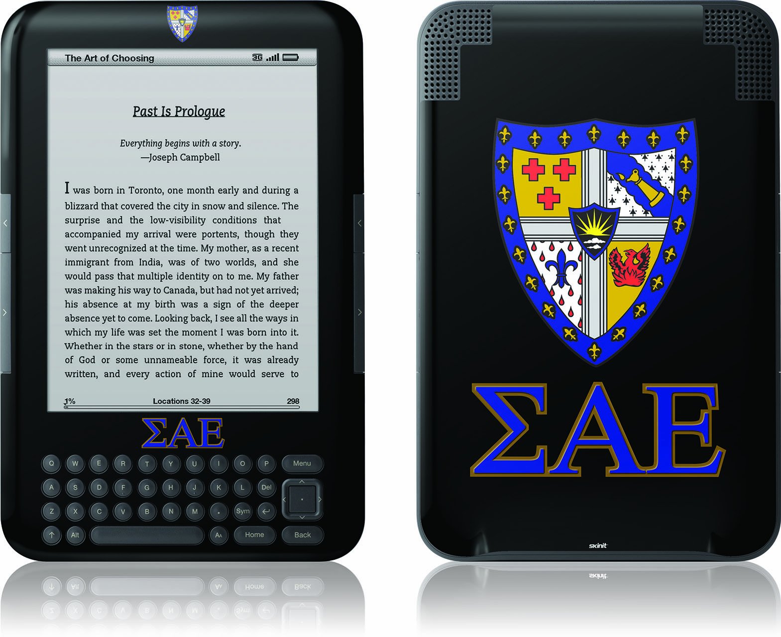 Skinit Protective Skin Cover for Kindle Keyboard - Sigma Alpha Epsilon Design | Durable Decal for E-Reader Protection & Personalization | Perfect for College Students & Fraternity Members