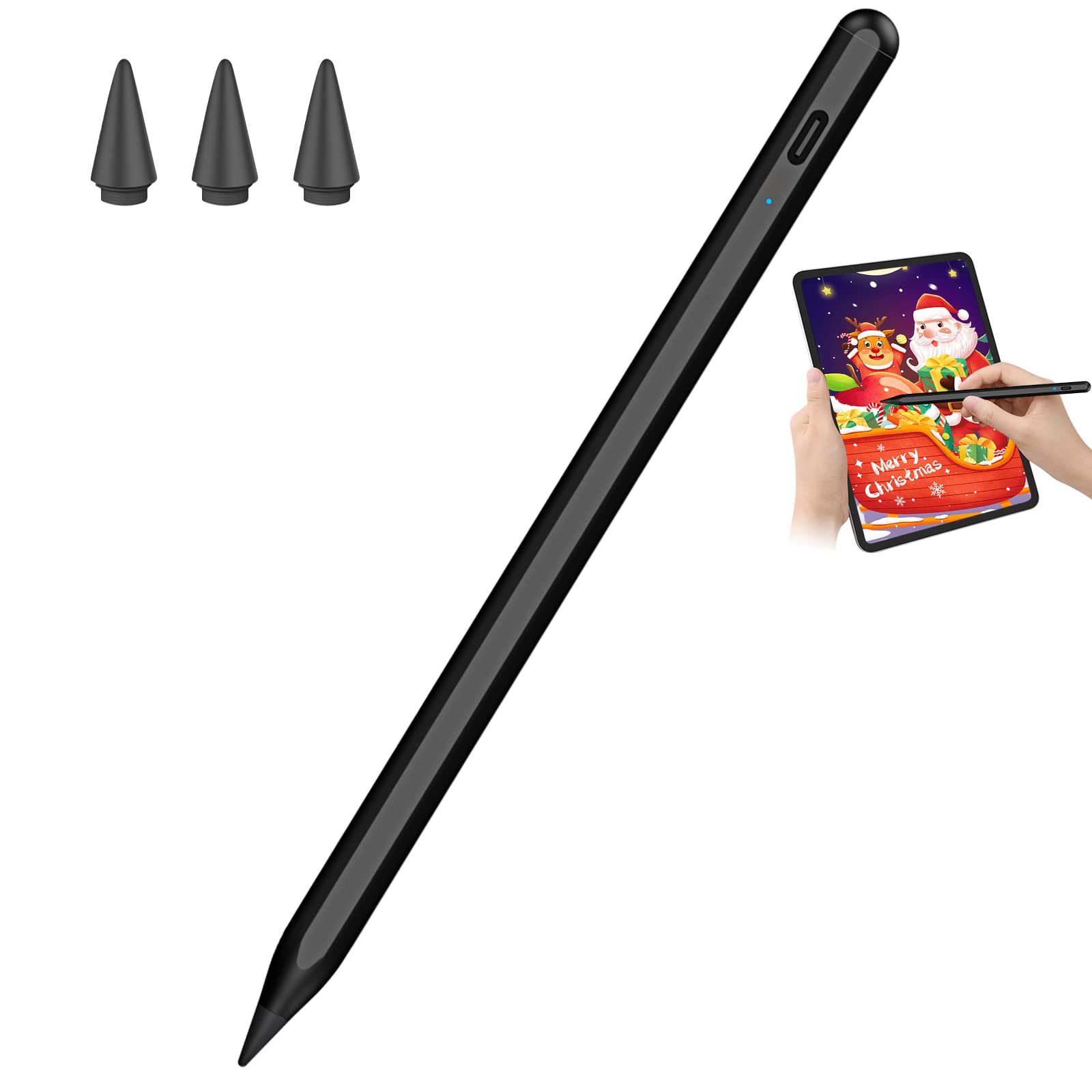 Fast Charging Stylus Pen for iPad 9th & 10th Generation - Compatible with Apple iPad Pro 11/12.9 Inch, iPad 6-10 Gen, iPad Mini 5-6, iPad Air 3-5 - Digital Pencil for Drawing, Note Taking & Professional Design - Black