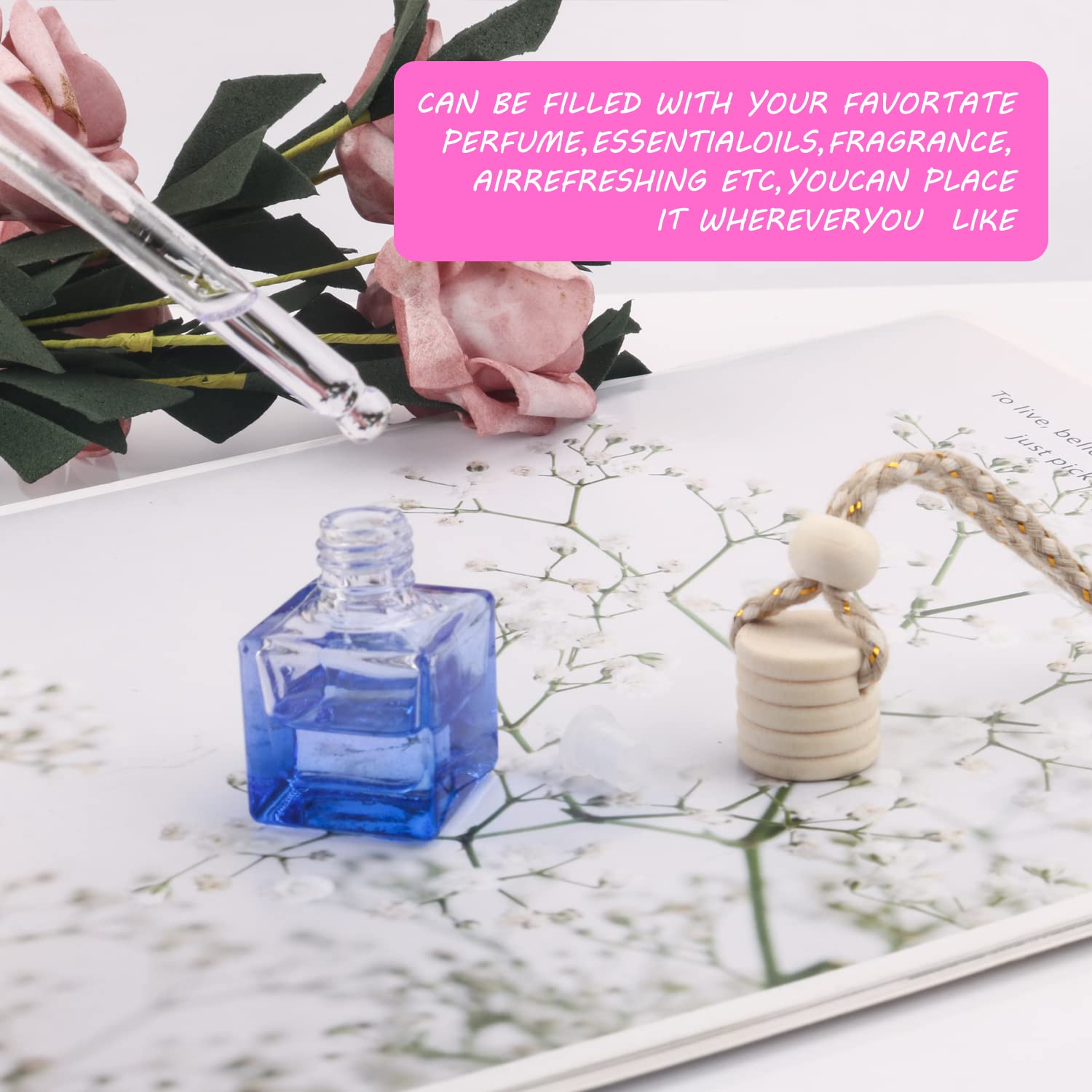 12 Pcs Hanging Perfume Bottle Car Air Freshener - Essential Oil Diffuser & Fragrance Pendant for Car, Home, Office Decor - Perfect for Aromatherapy, Gift Giving & Vehicle Accessories