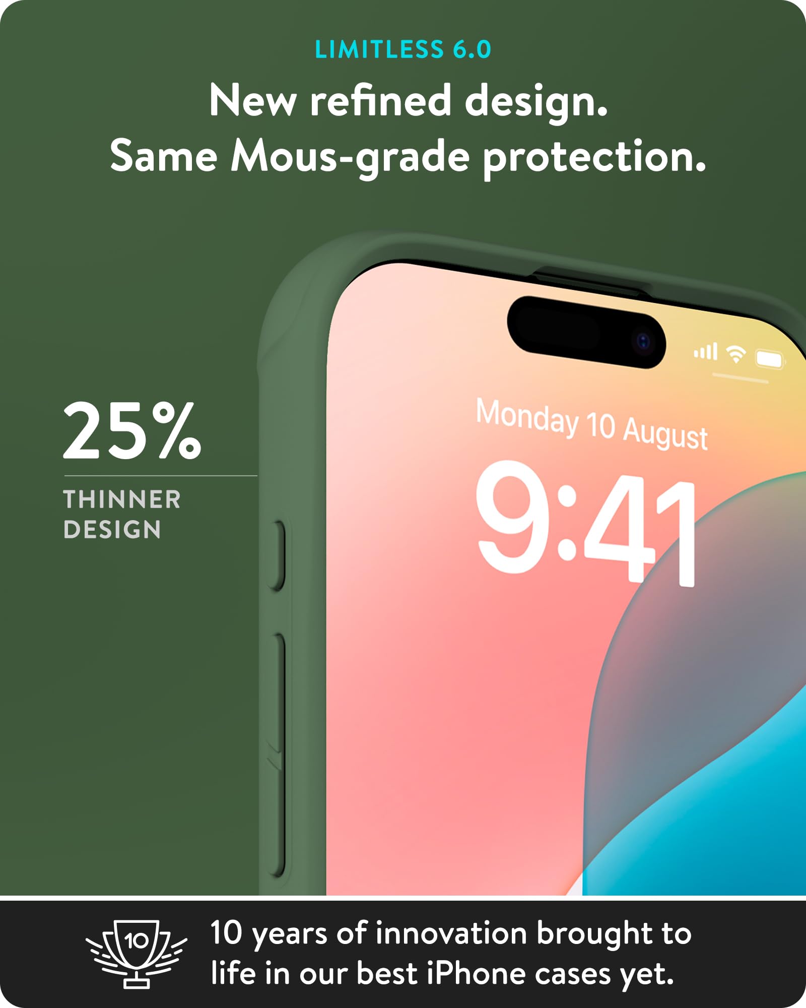 Mous iPhone 16 Pro Case MagSafe Compatible - Limitless 6.0 Protective Shockproof Phone Cover - Forrest Green - Perfect for Outdoor Adventures & Daily Protection