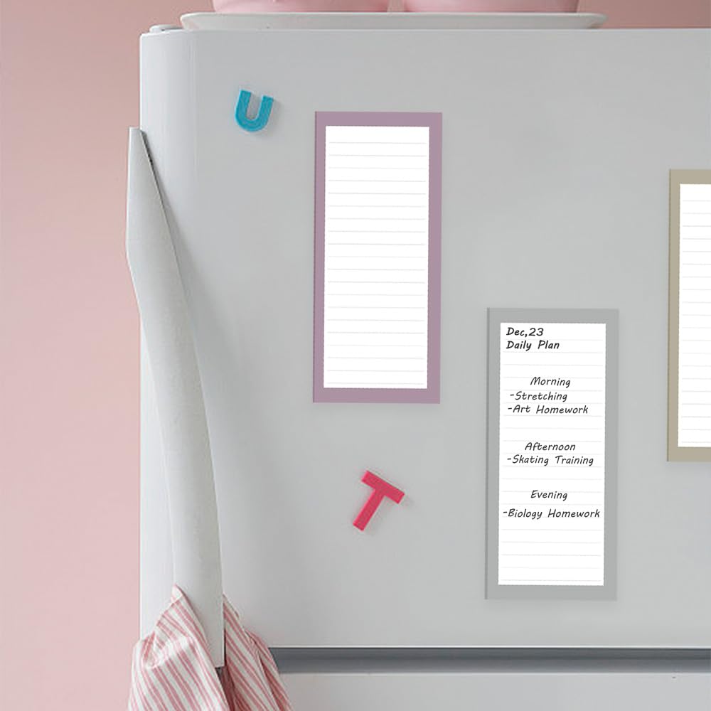 4 Pack Magnetic Notepads for Refrigerator - Strong Full Magnet Back Memo Pads, 50 Sheets per Pad for To-Do Lists & Shopping Lists (Simple Style) - Perfect for Kitchen, Office & Home Organization