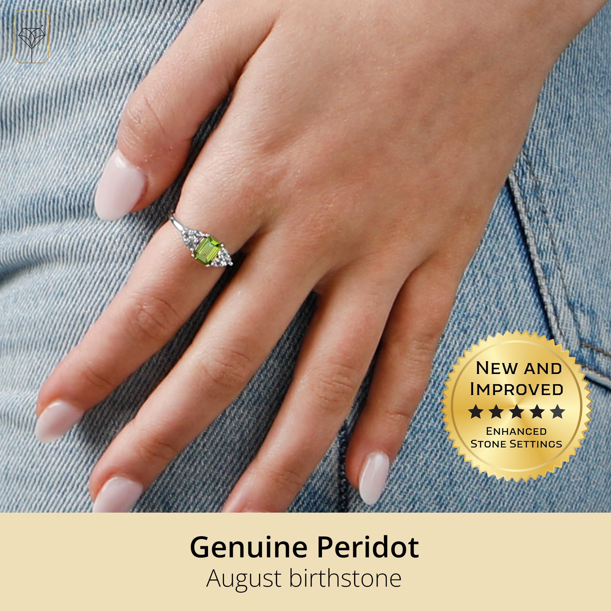 10K Gold Emerald Cut Birthstone Rings for Women - Durable Anti-Tarnish Cocktail Rings | Size 5-9 with Gift Box | Perfect for Anniversaries, Birthdays & Special Occasions