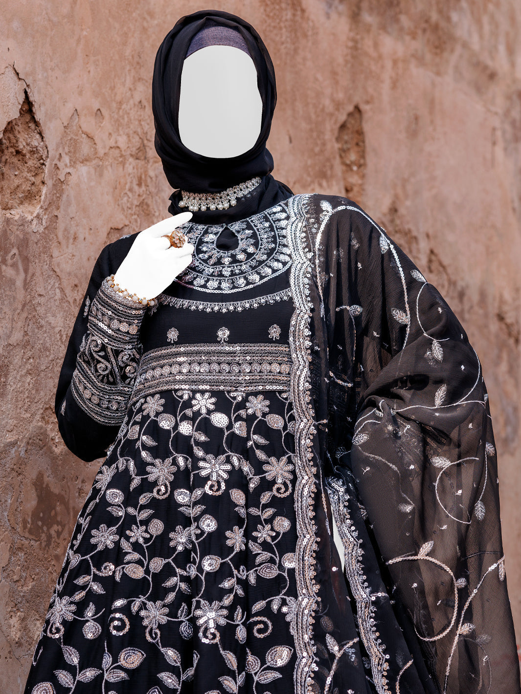 Elegant Black Chiffon Stitched Suit by J. Junaid Jamshed - Perfect for Weddings, Parties & Formal Occasions