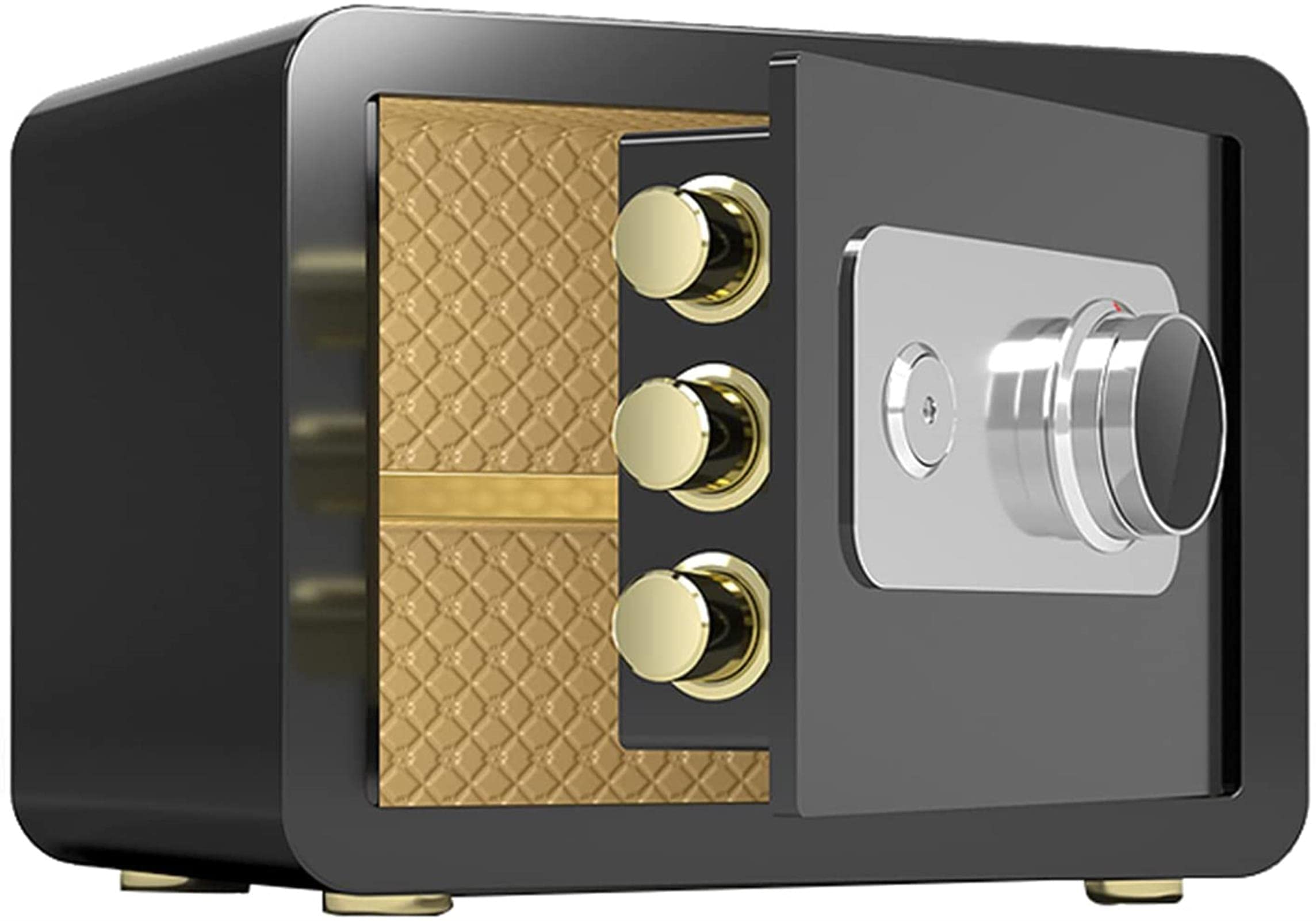 Heavy Duty Steel Home Security Safe Box - Fireproof, Waterproof & Anti-Theft Wall Mount Safe for Cash, Jewelry & Valuables - Mechanical Key Lock - Ideal for Home, Office & Travel Use (Tyrant Gold/Black)