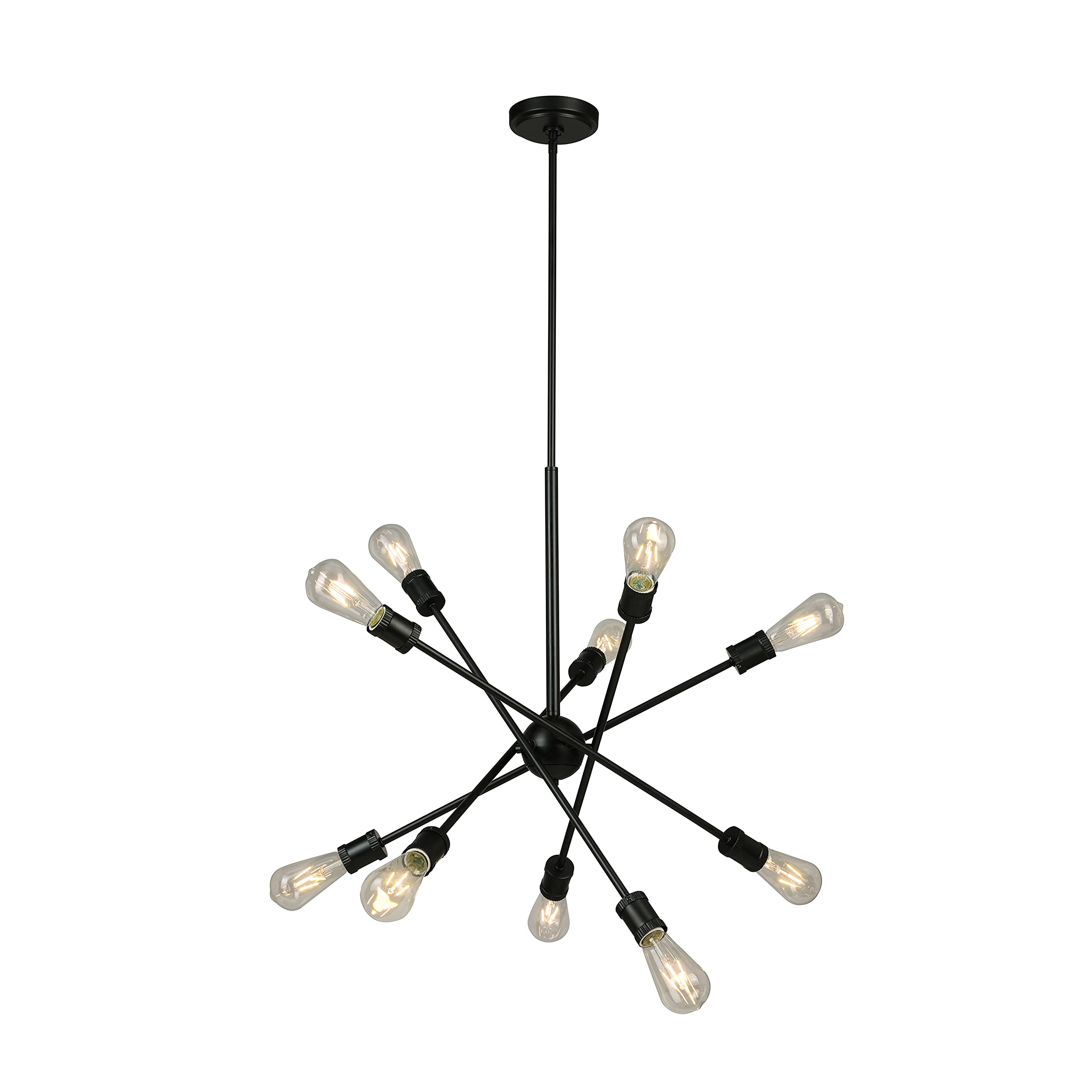 EGLO Etris Row 10-Light Sputnik Chandelier - 61 Inch Modern Matte Black Pendant Lighting Fixture for Dining Room & Living Room - 100W LED Compatible - Perfect for Contemporary Home Decor & Open Concept Spaces
