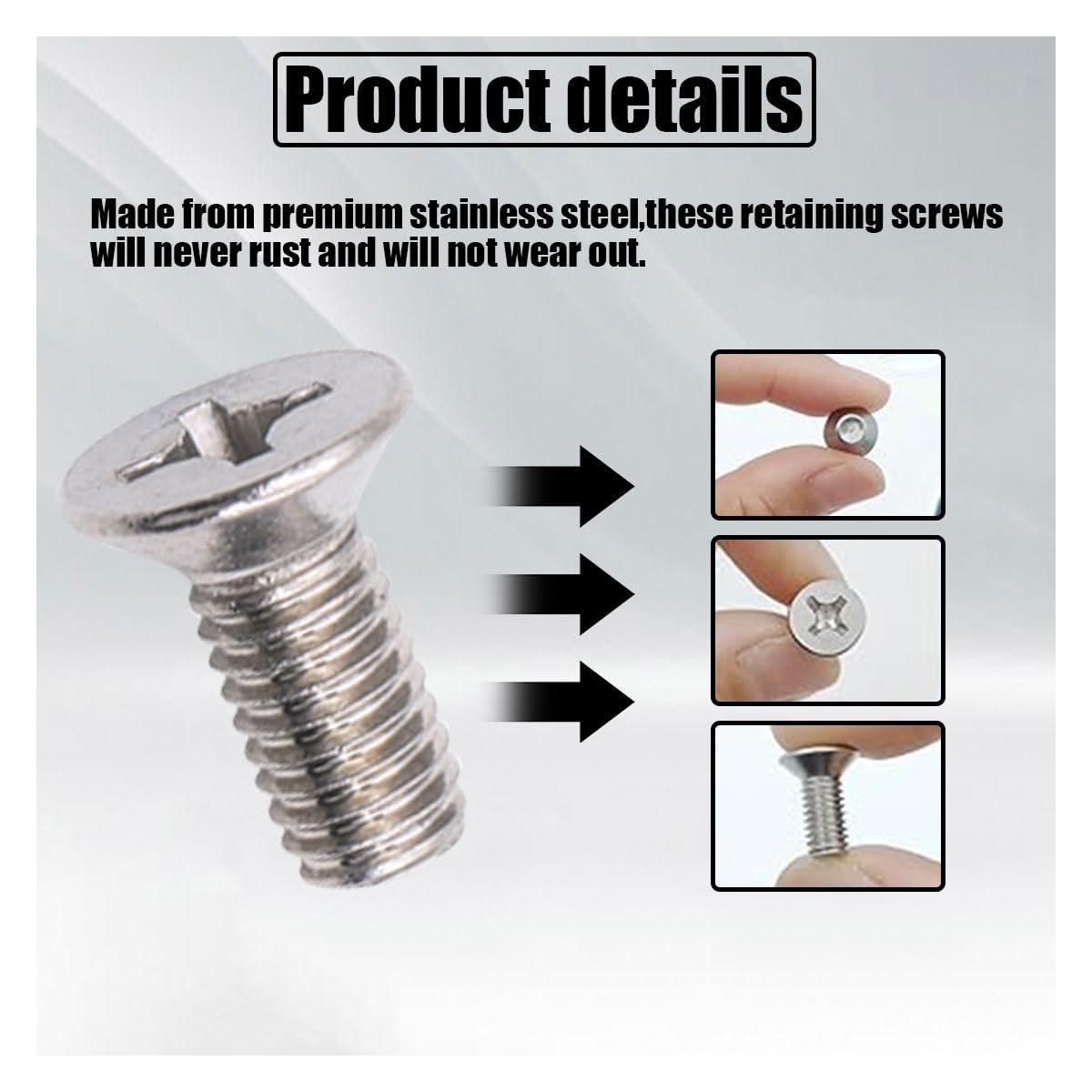 8-Pack Stainless Steel Brake Rotor Screws Kit - Compatible with Honda, Acura, Hyundai, Kia - Front & Rear Wheel Installation