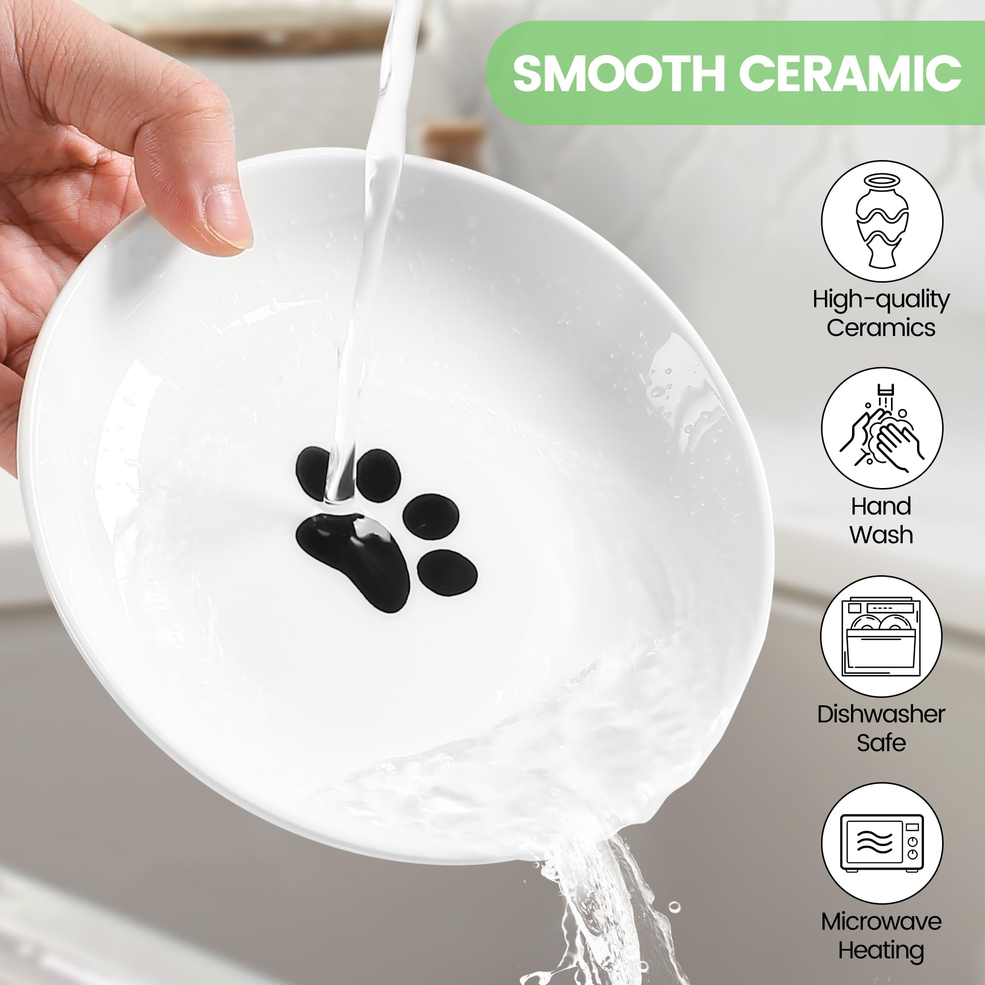 Elevated Ceramic Cat Bowls - Whisker Friendly Anti-Vomit Raised Cat Food Dish with Non-Slip Base for Indoor Cats | Durable & Hygienic Pet Feeding Bowl (Fish Design, 1 Pack) - Perfect for Home, Office or Travel Use