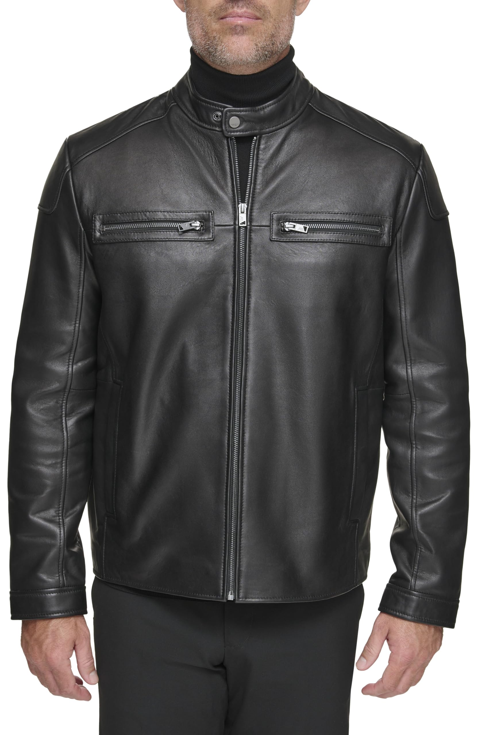 Andrew Marc Men's Genuine Leather Jacket - Premium Biker Style Outerwear for Motorcycle Rides & Casual Wear