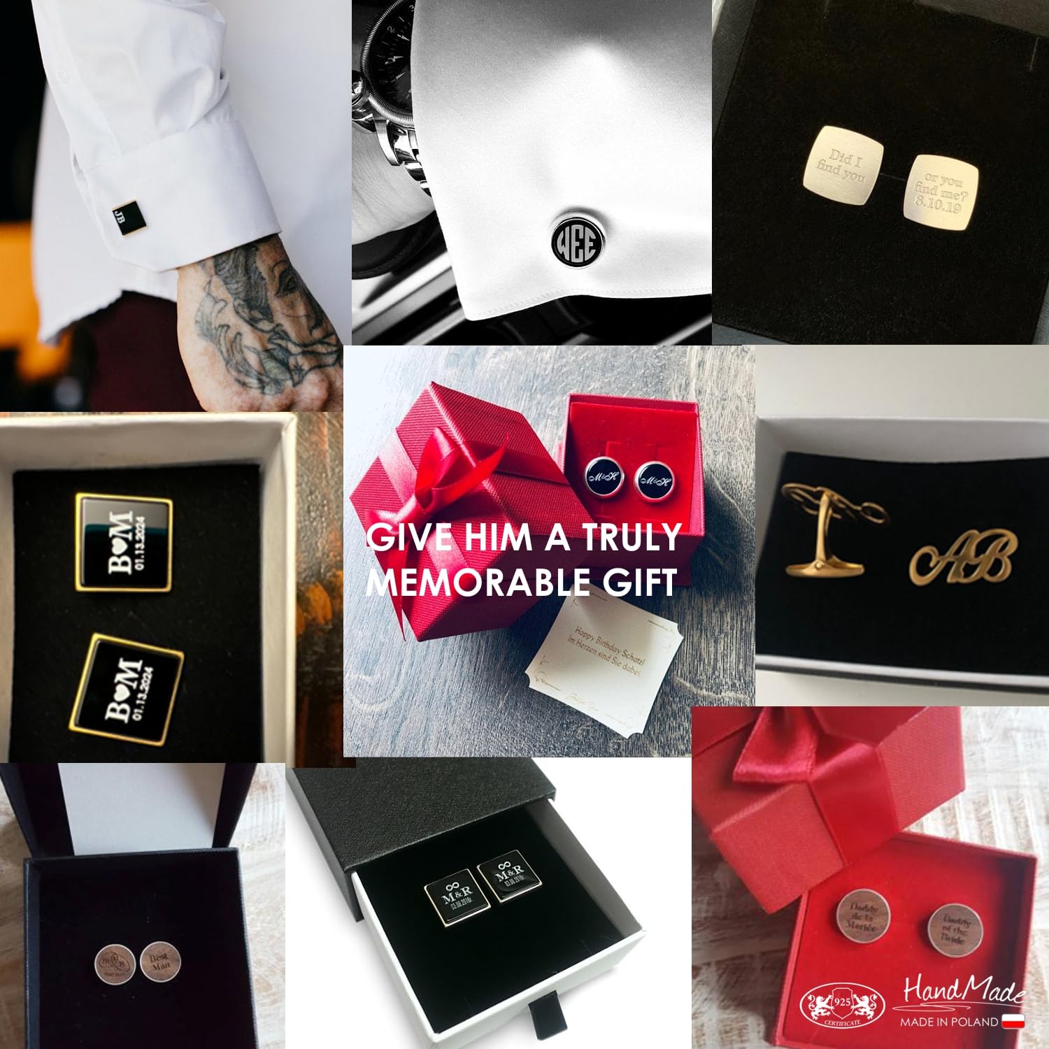 Custom Gold Engraved Initial Cufflinks for Men - Wedding & Anniversary Gifts