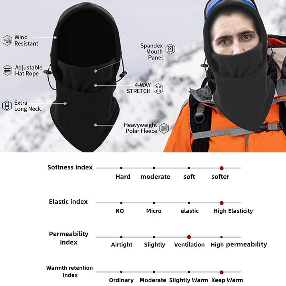 TRIXES Thermal Balaclava Fleece Hood - Winter Face Mask & Neck Warmer for Skiing, Snowboarding, and Outdoor Activities