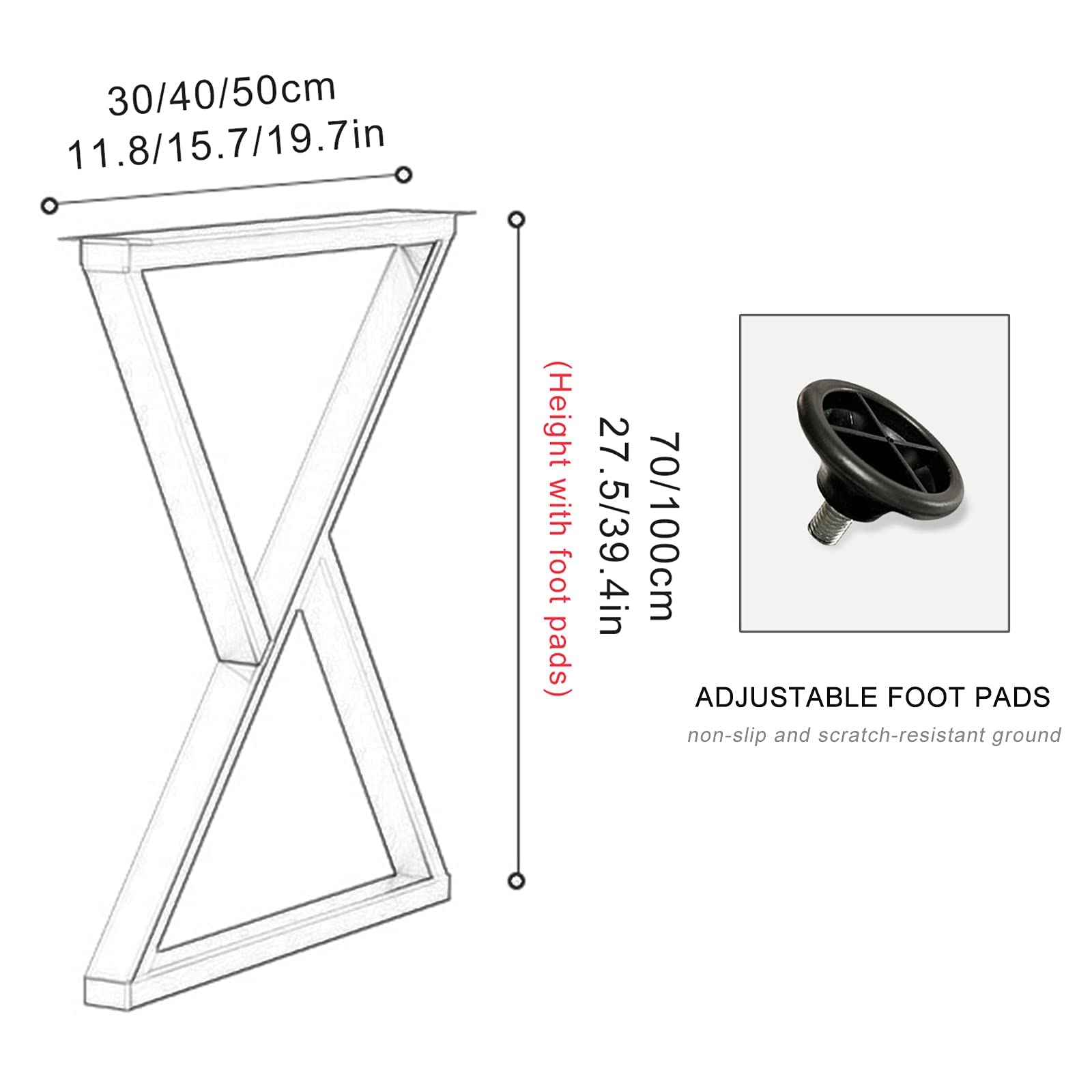 2 Pcs Black Industrial Table Legs - Heavy Duty Metal Furniture Legs for DIY Desk, Coffee Table, Bar, and Workbench - 30x100cm/11.8x39.4in with Floor Protectors & Screws - Perfect for Home Office, Restaurant, and Industrial Settings