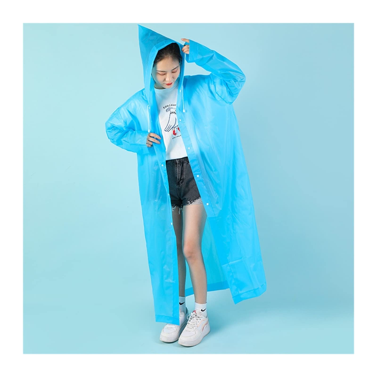 NARBOR Thickened EVA Reusable Raincoat & Rain Boots Set for Adults - Waterproof Outdoor Travel Poncho (Sky Blue, Thickened Beam Mouth 140g) - Perfect for Hiking, Camping, and Festival Wear