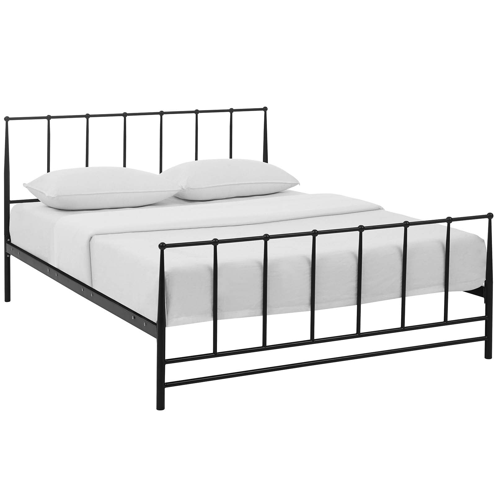 Estate Full Bed Frame - Solid Wood Queen Size Bed with Headboard & Footboard - Perfect for Master Bedroom, Guest Room & Dormitory