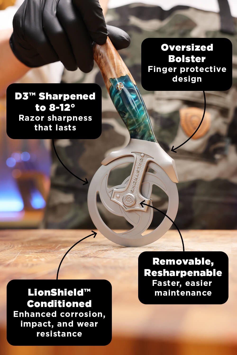 Premium Dalstrong Valhalla Series Pizza Cutter Wheel - Ultra Sharp Stainless Steel Blade for Perfect Slices - Ideal for Home Kitchens, Pizza Parties & Professional Chefs