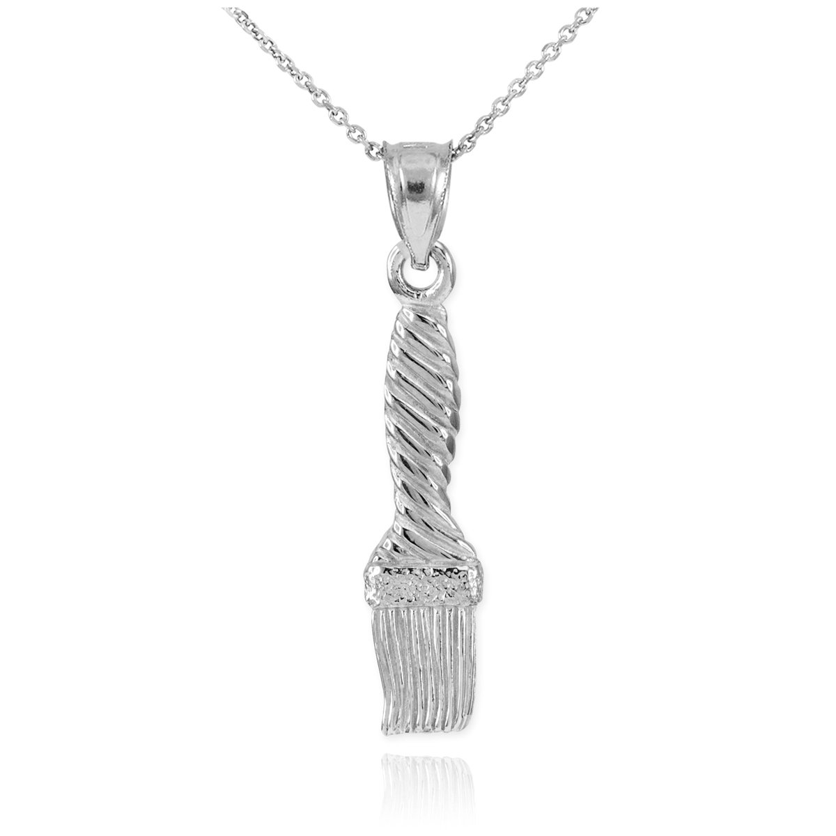 14K White Gold Paint Brush Pendant Necklace - Dainty Artist Jewelry Gift for Women - Perfect for Art Teachers, Painters & Creative Souls