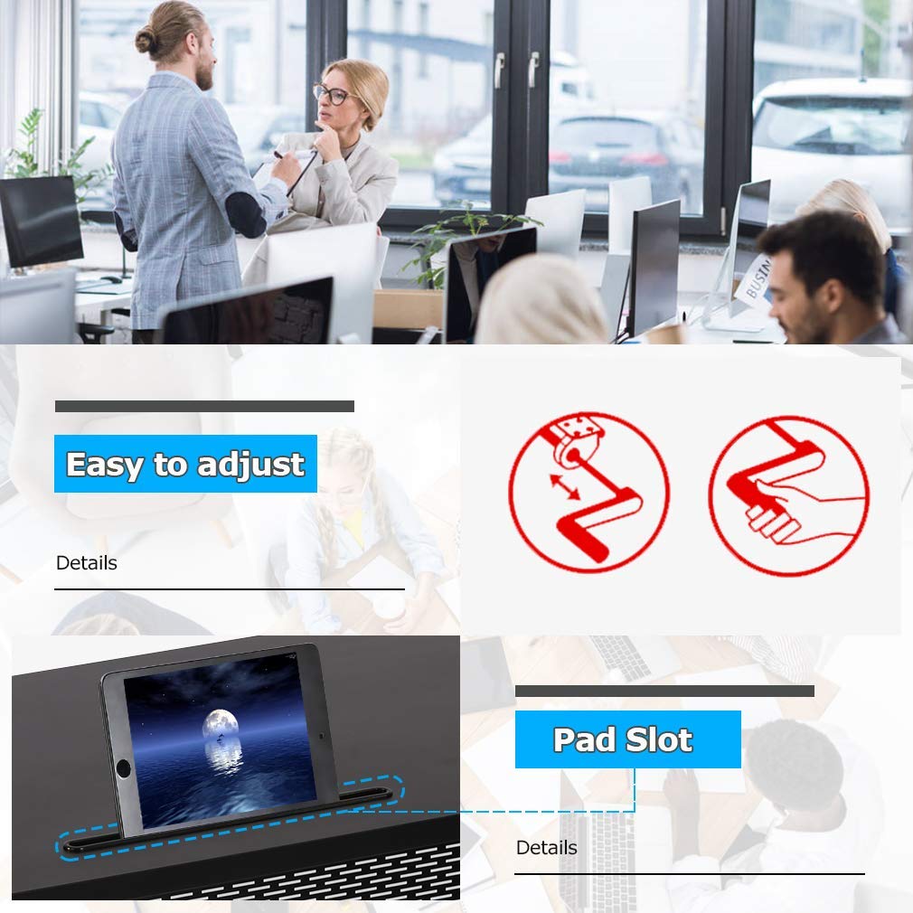 Height Adjustable Standing Desk Converter 48 x 24 Inches - Sturdy Ergonomic Sit Stand Workstation for Home Office, Dual Monitor & Laptop Setup - Black | Perfect for Remote Work & Productivity Boost