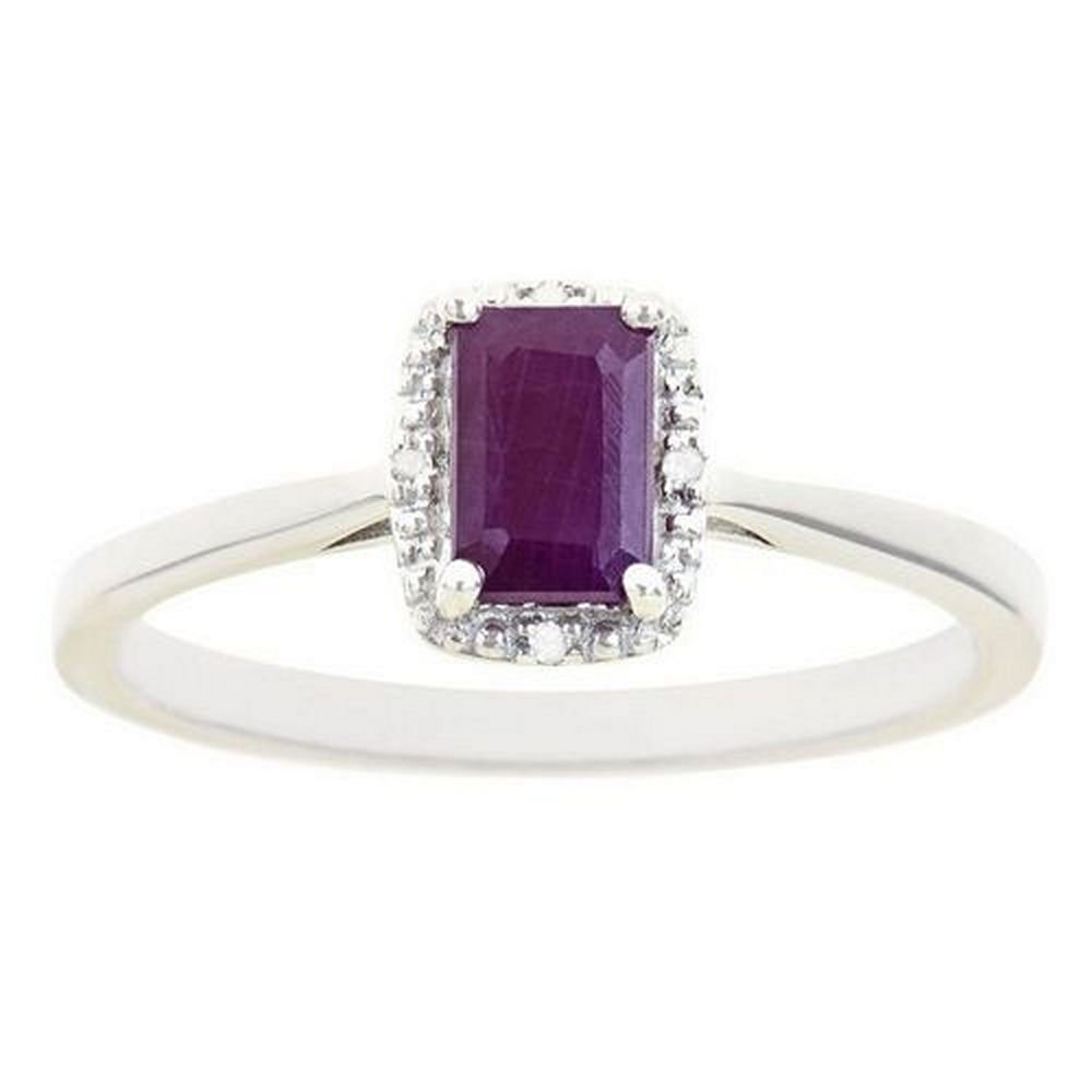 0.66 Carat Emerald Cut Ruby & Diamond Halo Engagement Ring 6mm x 4mm - Vintage Style Wedding Ring for Women, Perfect for Proposals, Anniversaries & Special Occasions