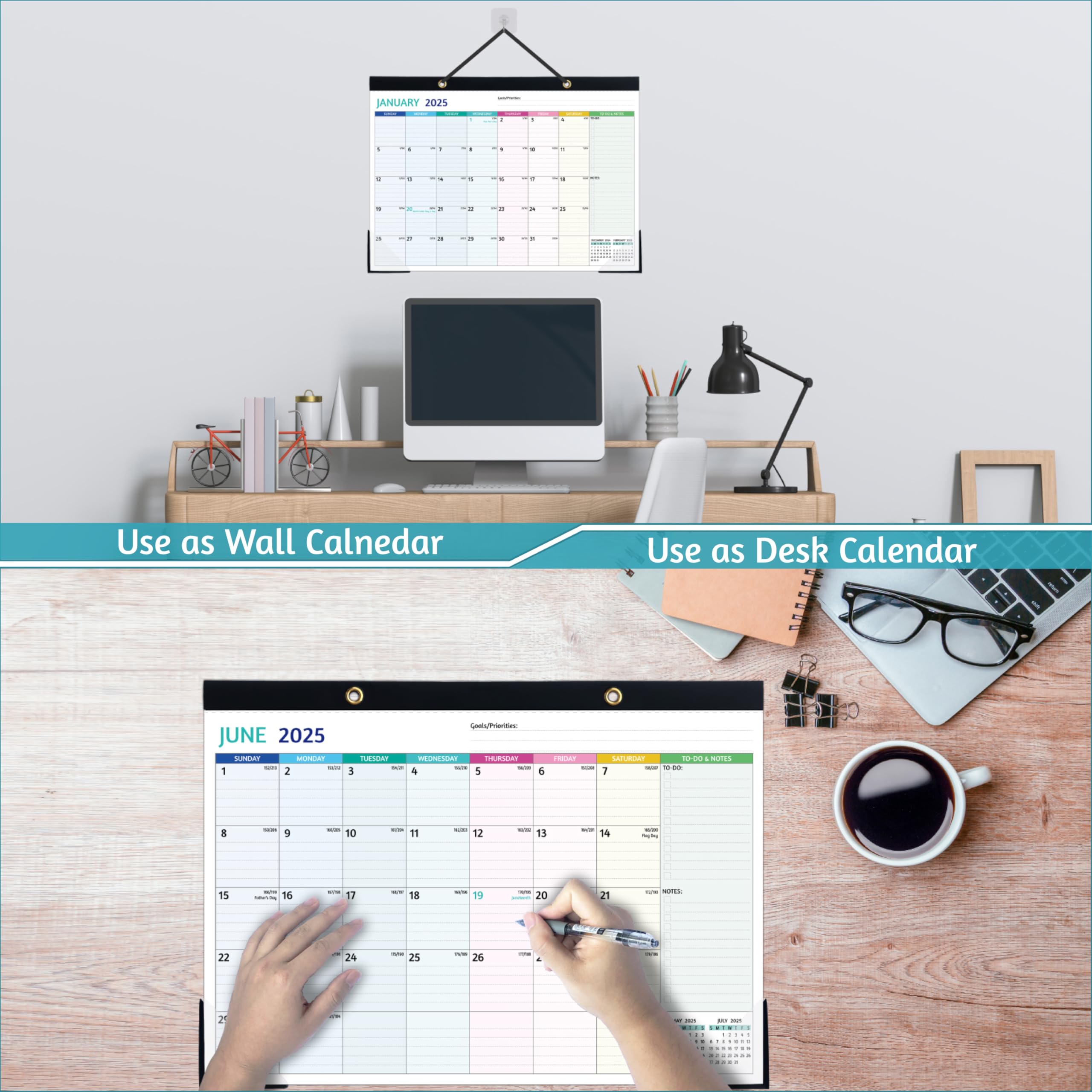2025-2026 Monthly Desk Calendar Planner (Jan 2025-Jun 2026) - 17