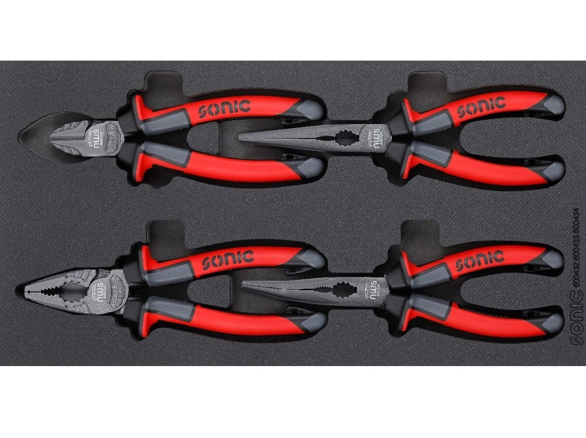 Professional Sonic Foam System Plier Set - 4 Piece Small (1/3) for Jewelry Making, Electronics Repair & DIY Crafts