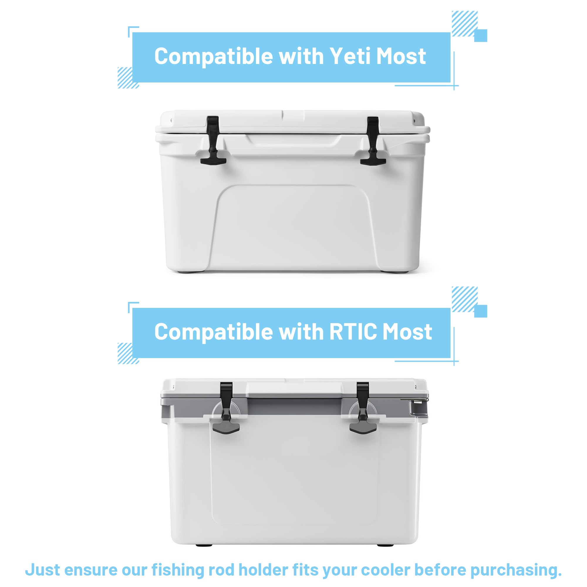 Wall Mounted Fishing Rod Holder - Compatible with YETI & RTIC Coolers, Cooler Accessory, Medium, Black - Perfect for Garage, Boat, and Outdoor Storage