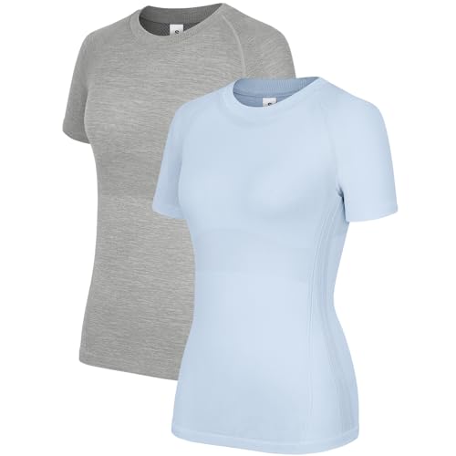 Short Sleeve-2 Pack(grey+light Blue)