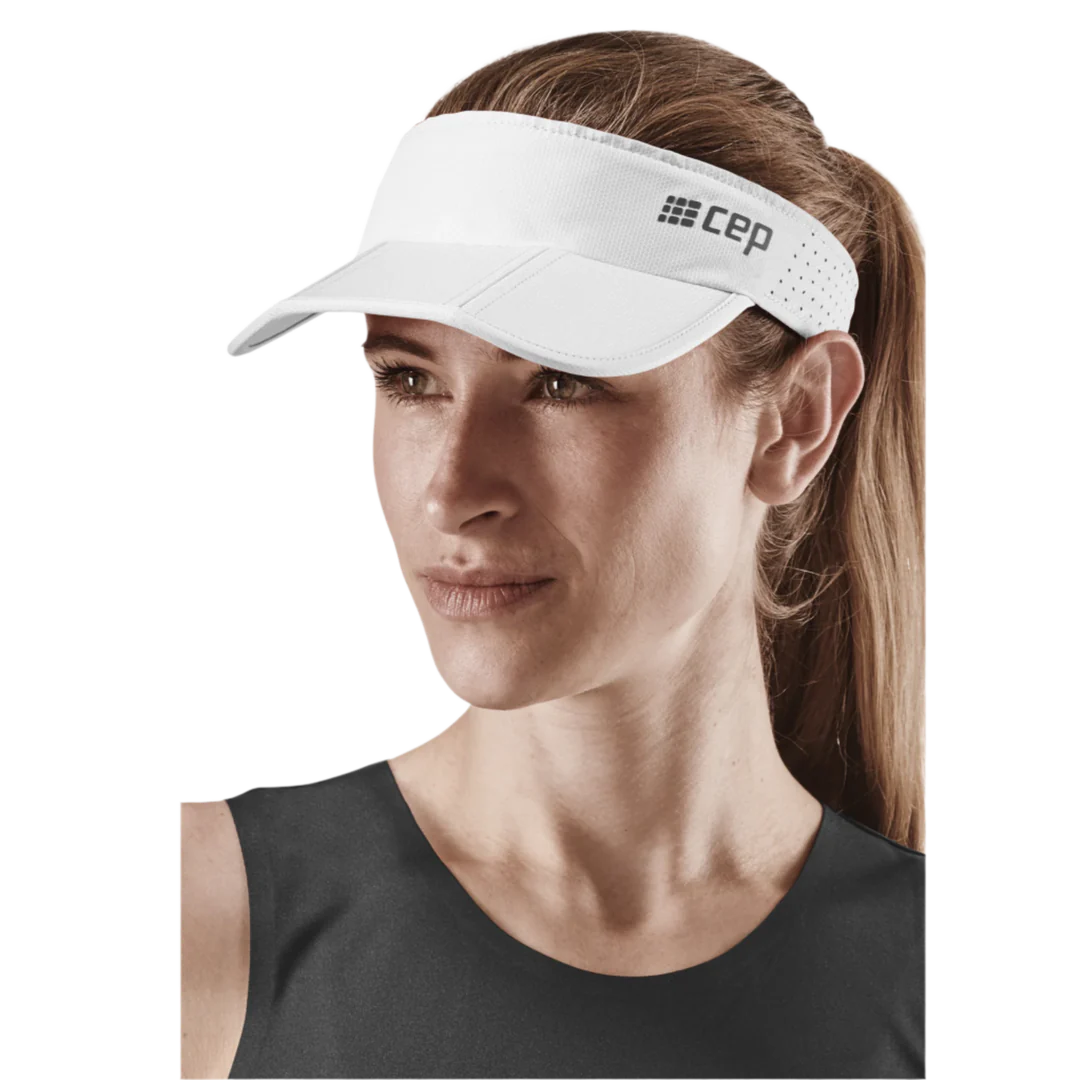 CEP Unisex Running Foldable Visor Cap - White | Lightweight Sun Protection for Men & Women | Perfect for Jogging, Hiking, Cycling & Outdoor Sports