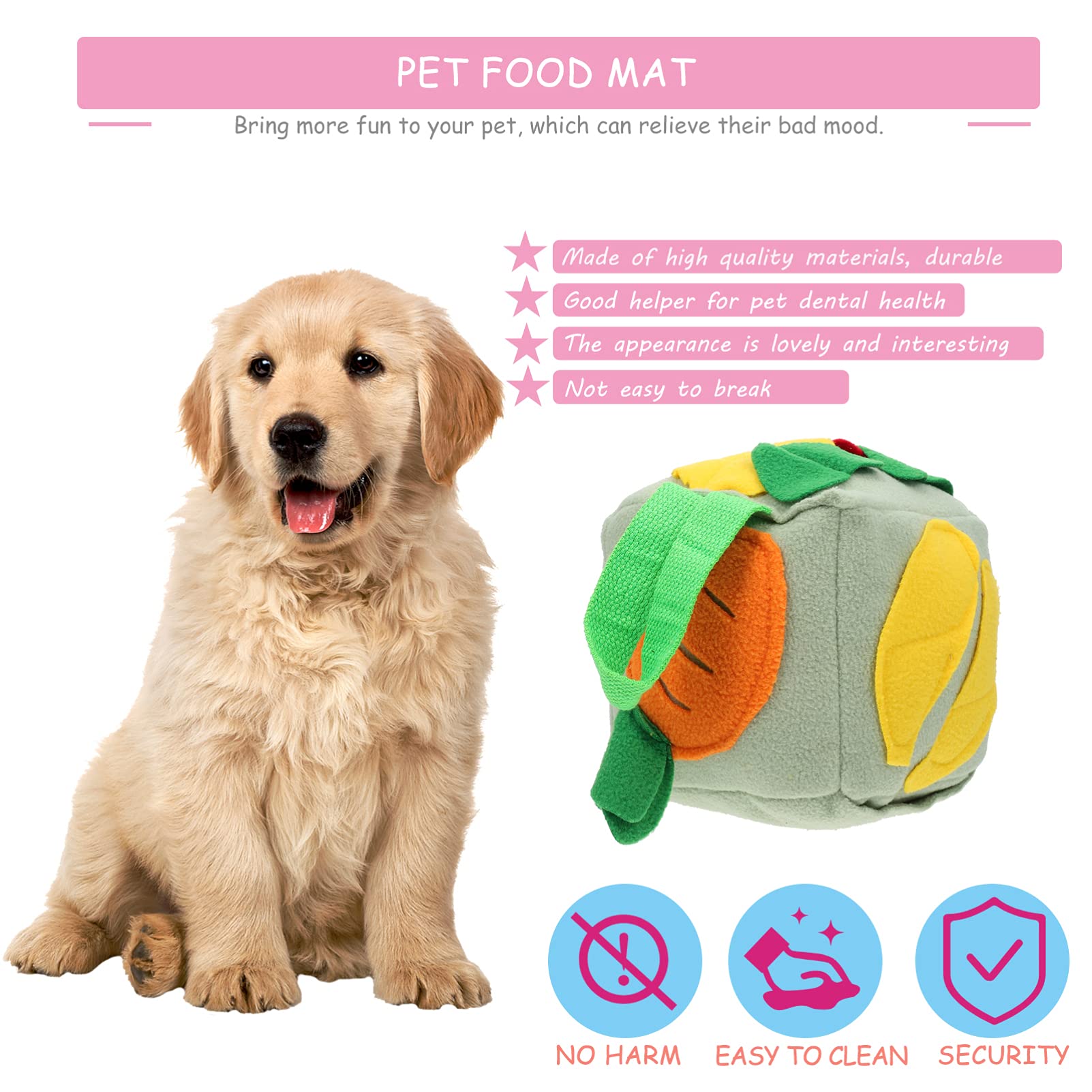 Balacoo Interactive Dog Chew Toy - Missing Food Ball Teething & Foraging Toy for Boredom Relief, Treat Dispenser & Snuffle Mat - Plush Chew Toys for Small Medium Large Dogs - Perfect for Indoor Play, Training & Mental Stimulation