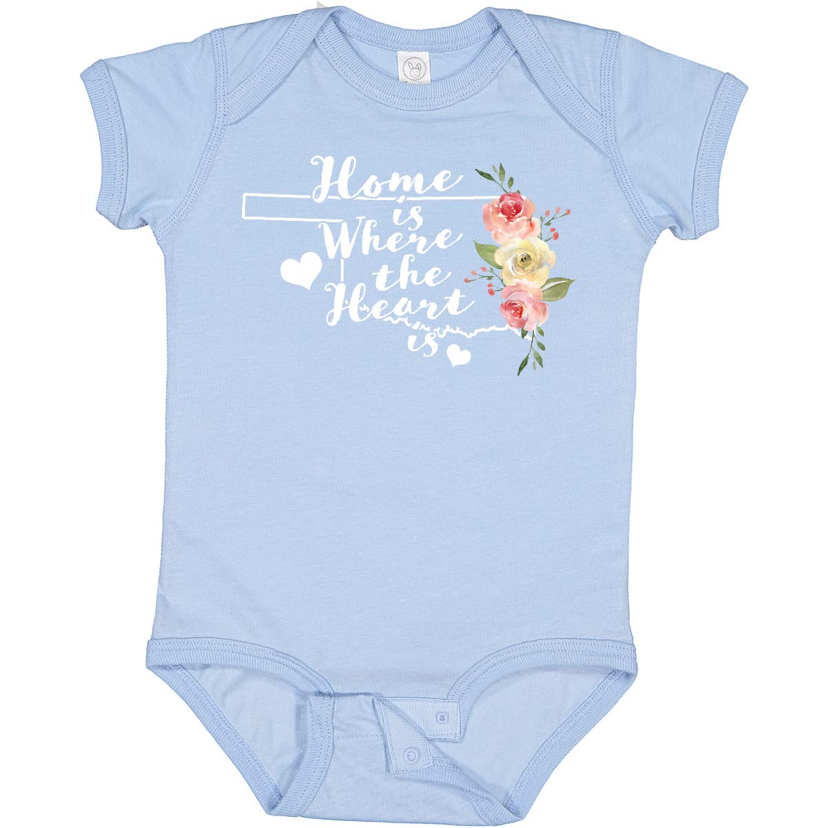 Inktastic Oklahoma Home Is Where the Heart Is Watercolor Baby Bodysuit - Soft Cotton Onesie for Newborns & Infants - Perfect for Family Photos, Holidays & Everyday Wear
