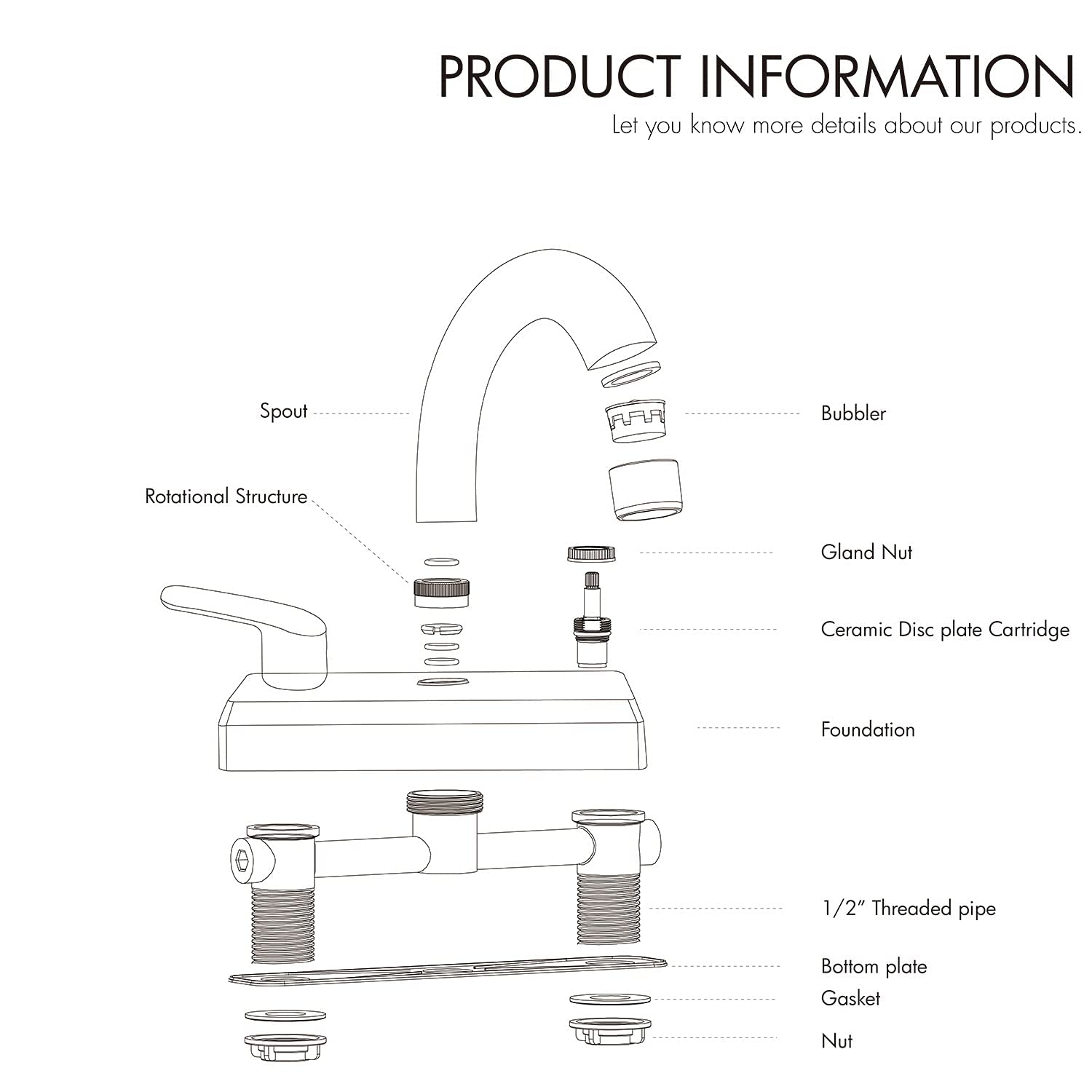 SOLVEX Matte Black 4 Inch Centerset Bathroom Faucet - 3 Hole Deck Mounted Sink Faucet with Lever Handles SP-40067-N for Bathroom Vanity & Powder Room Renovation