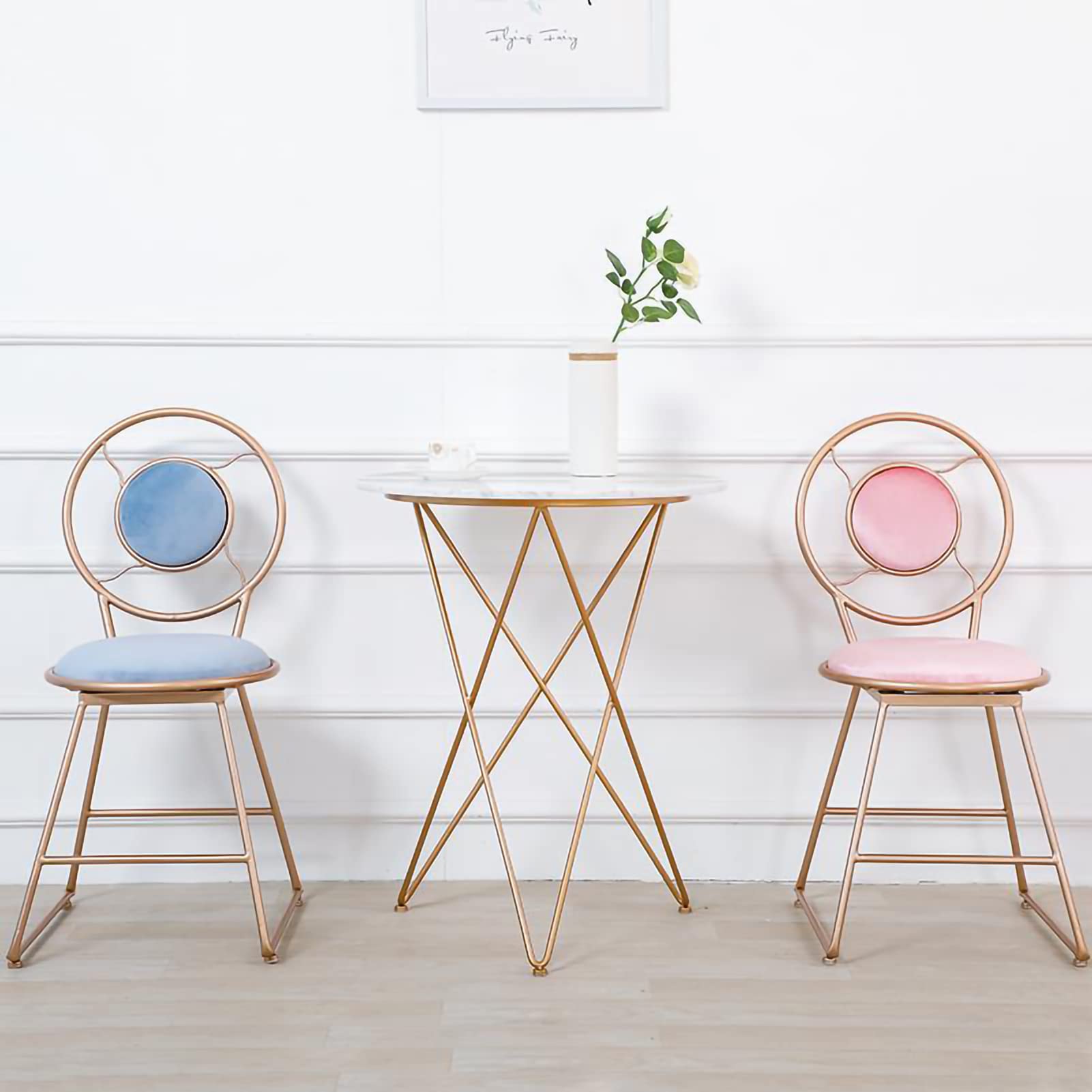 Modern Dining Chairs Set of 2 - Upholstered Fabric Armless Side Chairs with Sturdy Metal Legs & Iron Art Back Design for Kitchen, Cafe, Living Room & Bedroom | Perfect for Small Spaces, Breakfast Nooks & Contemporary Dining Areas