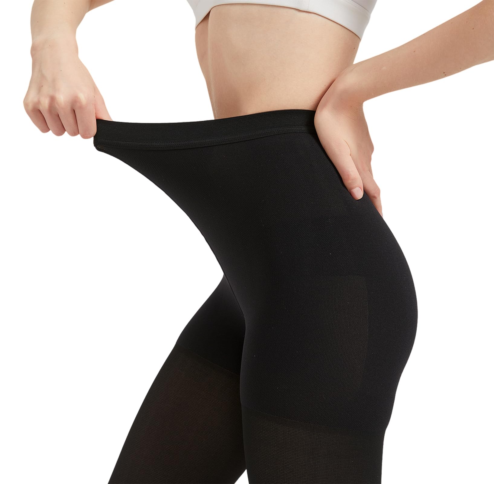MGANG 20-30mmHg Medical Compression Stockings for Women & Men - Open Toe Waist High Support Tights for Edema, Varicose Veins, DVT & Travel - Black XXL | Doctor Recommended for Circulation, Swelling Relief & Long Flights