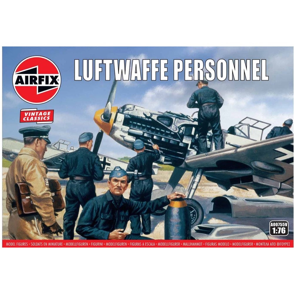 Airfix A00755V 1/76 Scale Luftwaffe Personnel WWII German Military Model Kit - Perfect for History Buffs & Wargaming Scenes