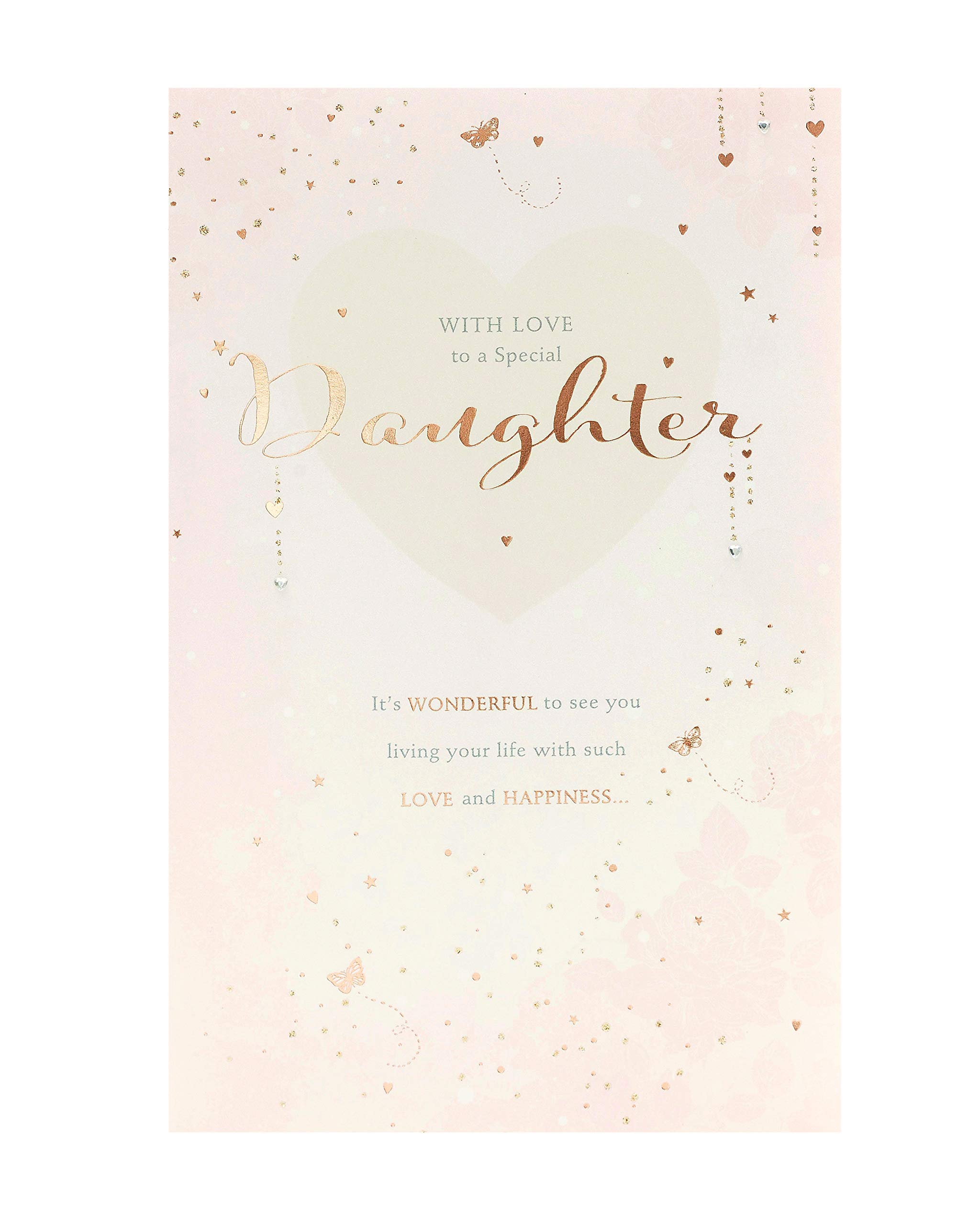 Beautiful Daughter Birthday Card with Heartfelt Message - Elegant Pink Foil Design - Perfect for Special Occasions & Gift Giving