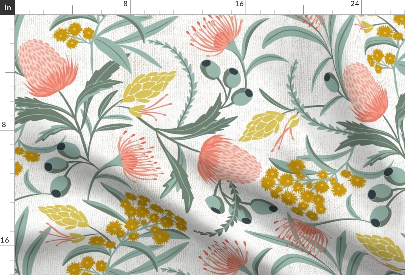 Floral Botanical Printed Velvet Fabric by Spoonflower - Large Scale Flowers Nature Design for Upholstery, Home Decor & Apparel - Perfect for Spring Summer Drapes, Curtains & DIY Sewing Projects