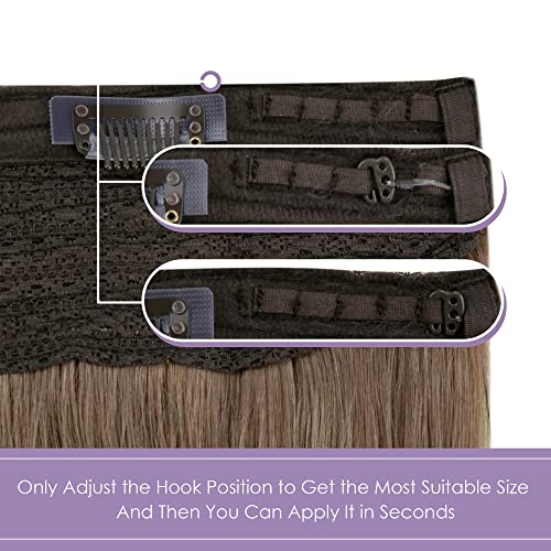 Premium Fish Line Halo Hair Extensions with Invisible Clips - Seamless 100% Human Hair Extensions for Length & Volume - Perfect for Weddings, Parties & Daily Styling