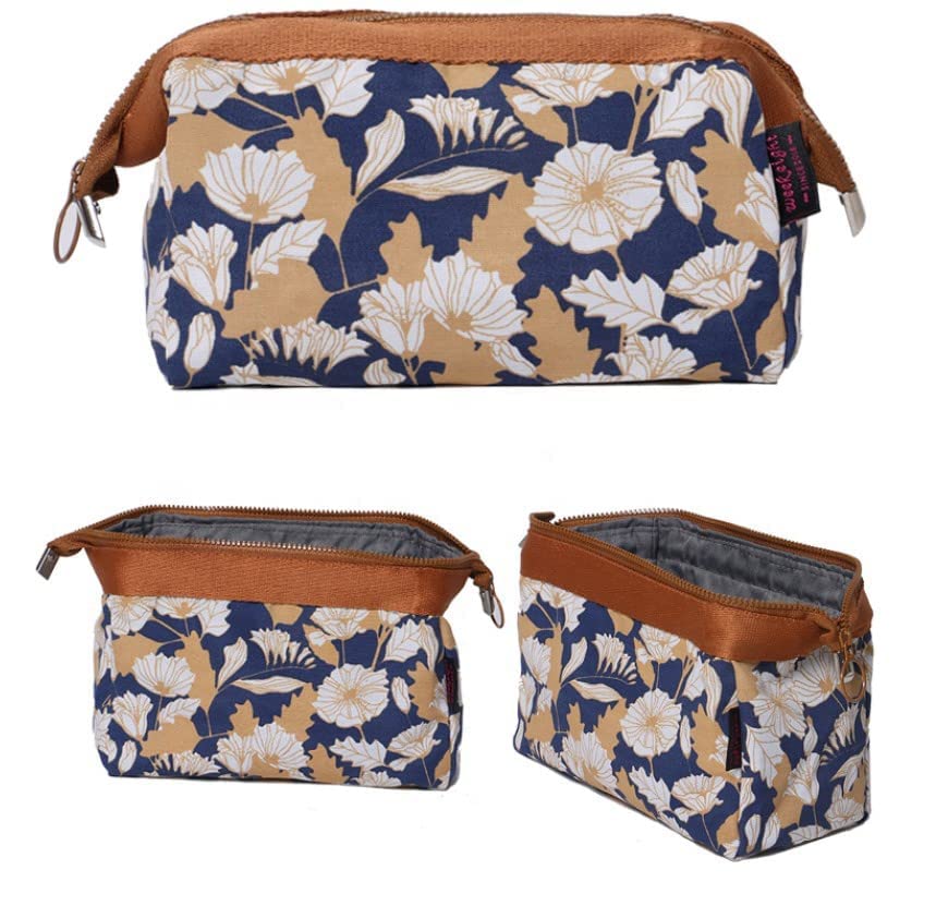 Luxula Waterproof Cosmetic Bag for Women - Travel Makeup Organizer with Zipper, Portable Jewelry Pouch & Brush Holder (Brown) - Perfect for Travel, Gym, and Daily Beauty Essentials Storage