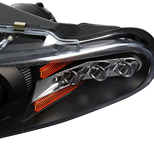 Spec-D Tuning Black Halo LED Projector Headlights - Compatible with Dodge Avenger & Sebring Coupe (2LHP-AVG97JM-TM) | High-Performance Lighting for Night Driving & Custom Car Upgrades